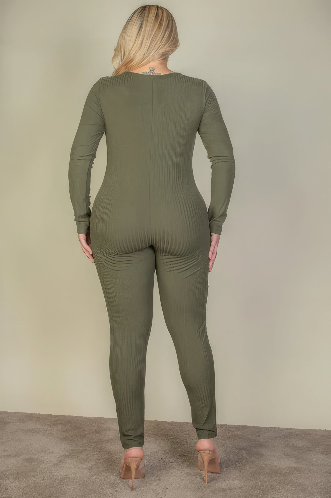 Plus Size Ribbed Scoop Neck Long Sleeve Jumpsuit product image