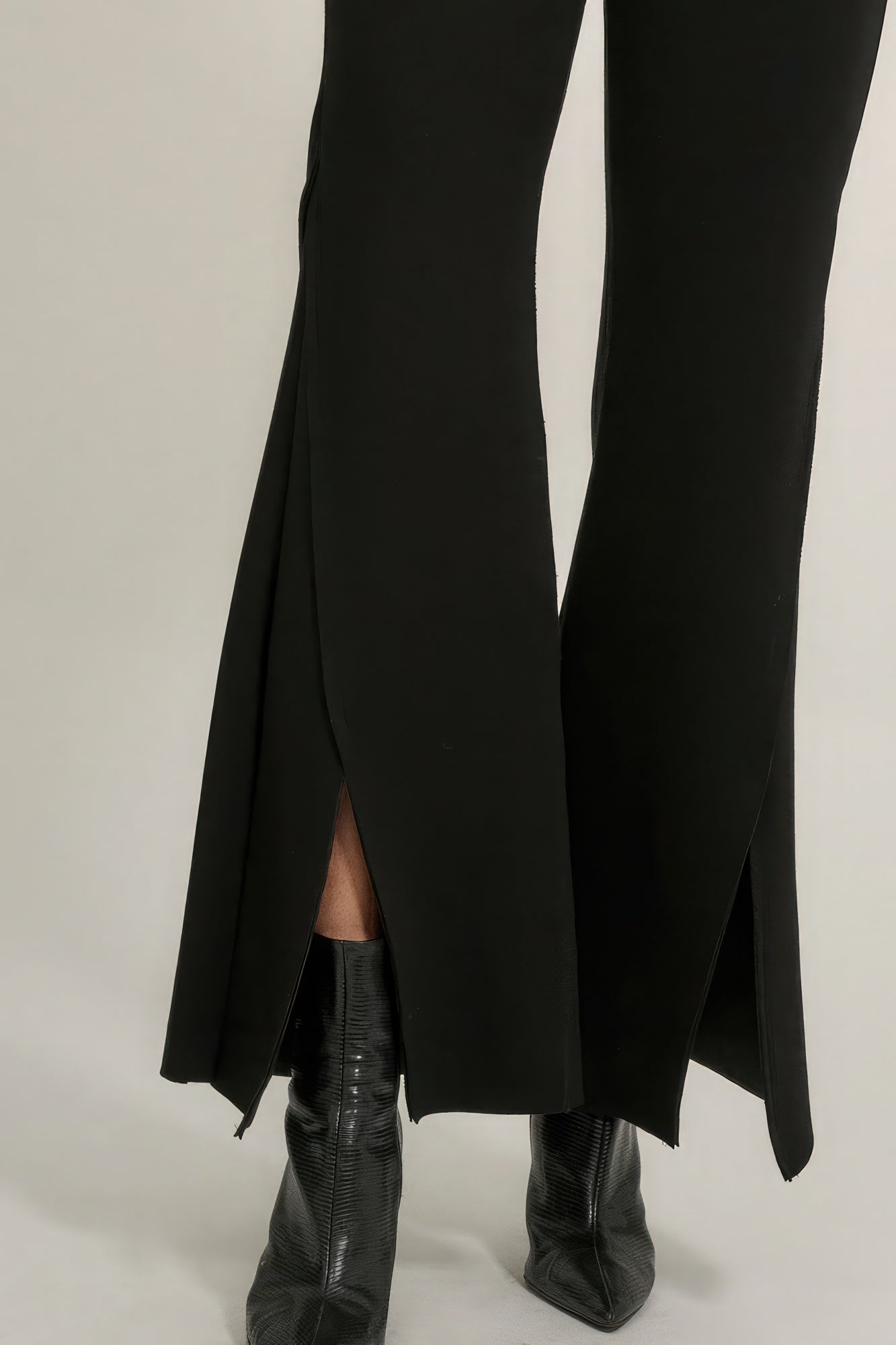Solid Raw Edge Expose Seam Flare Pants product image