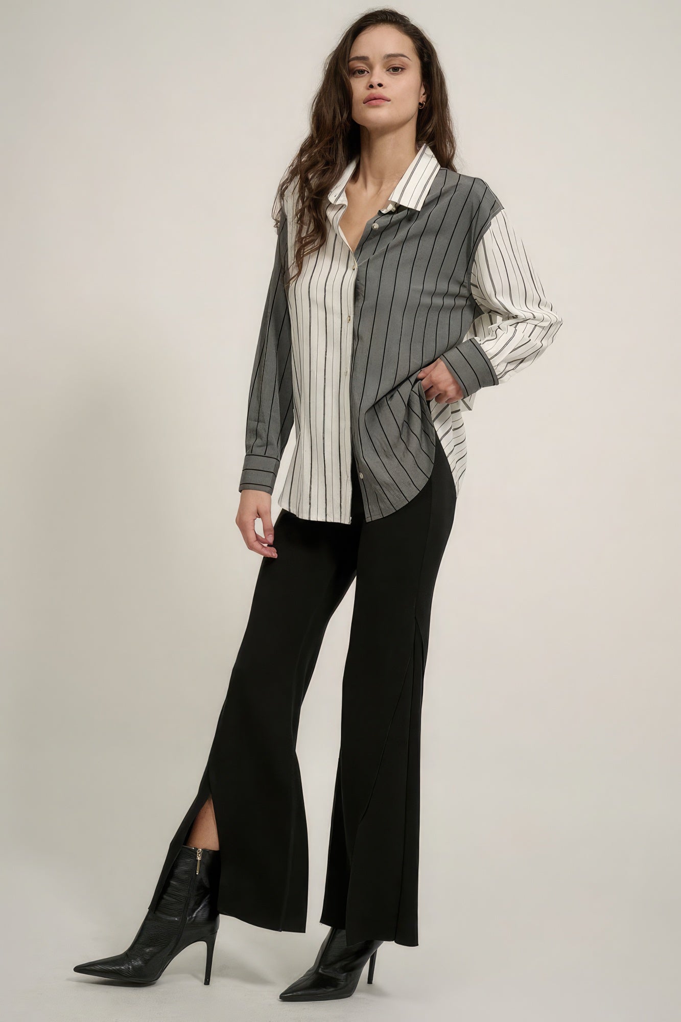 Solid Raw Edge Expose Seam Flare Pants product image