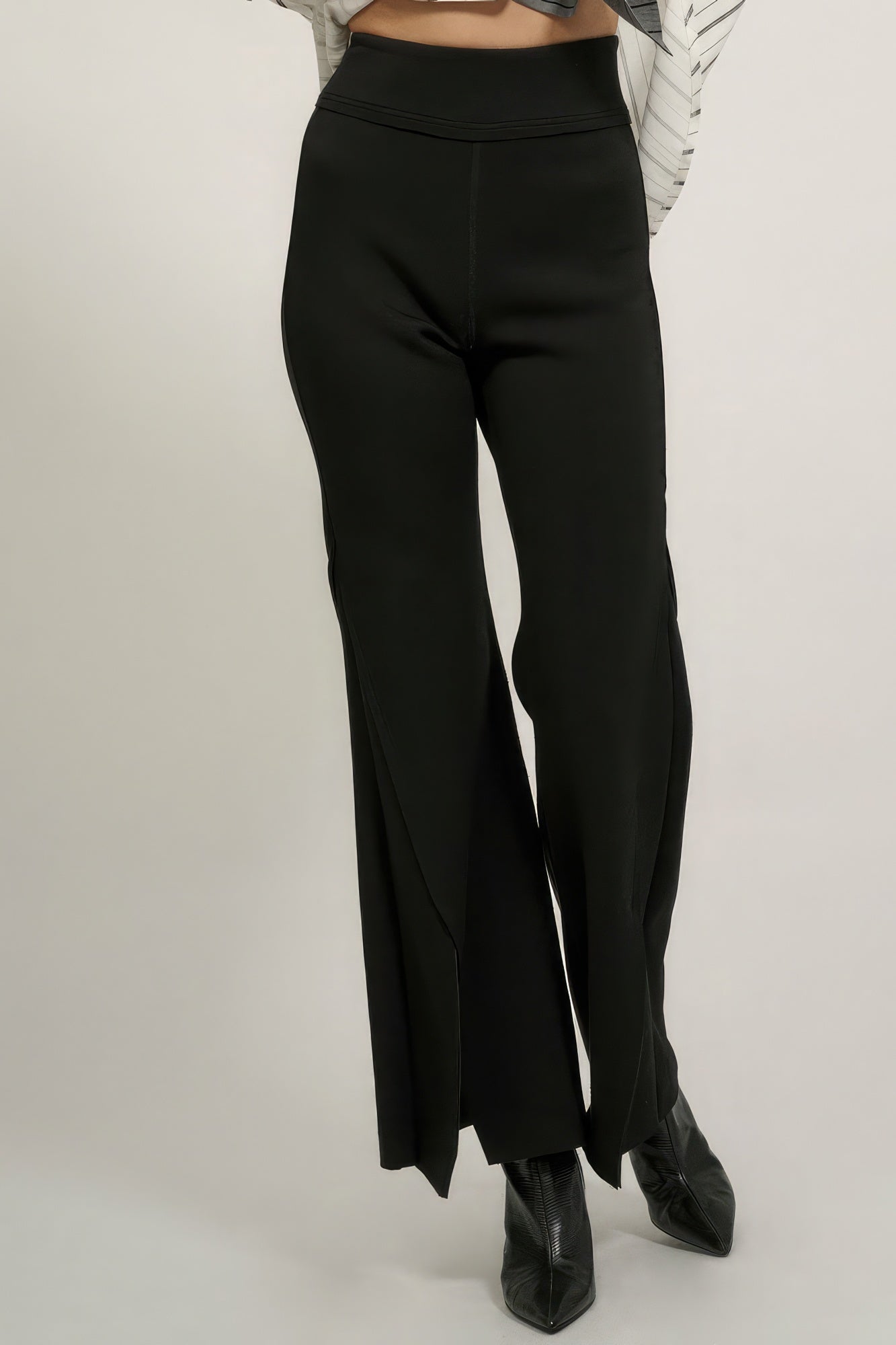 Solid Raw Edge Expose Seam Flare Pants product image