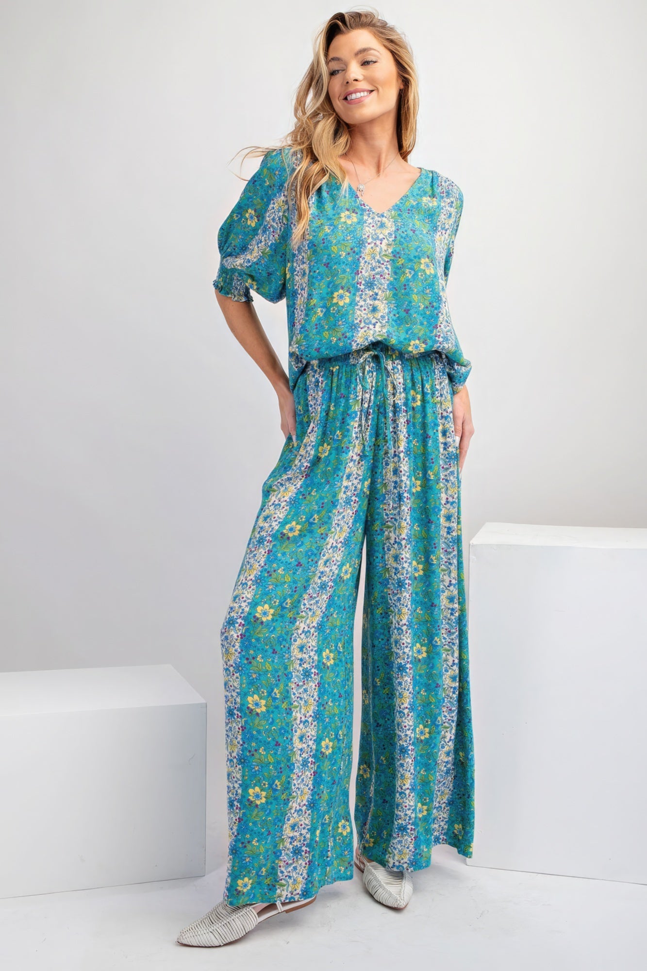 Floral Print Gauze Palazzo Pants product image
