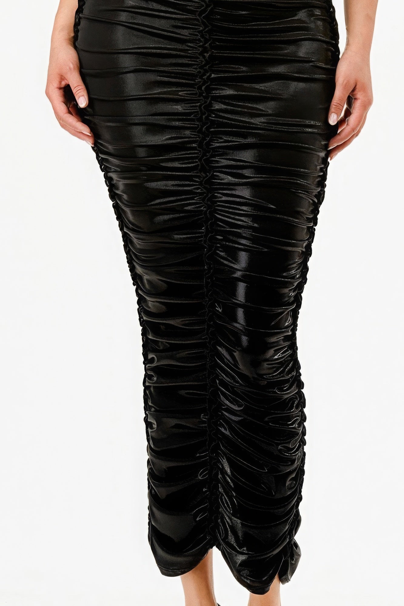 Metallic Rushed Halter Dress product image