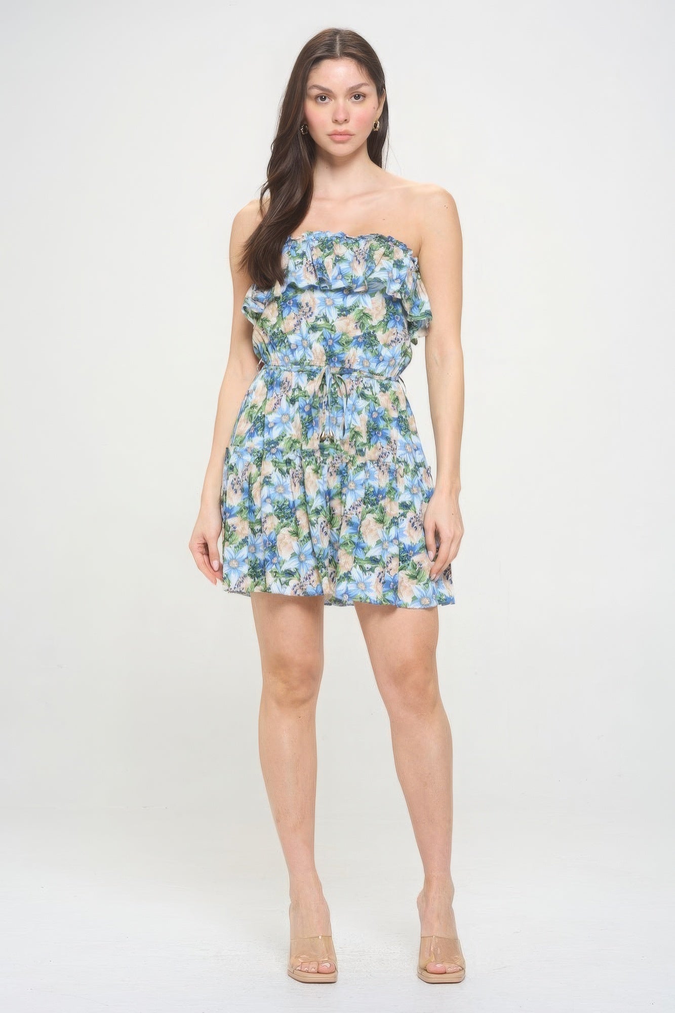 Berry Flower Ruffle Tube Top Mini Dress product image