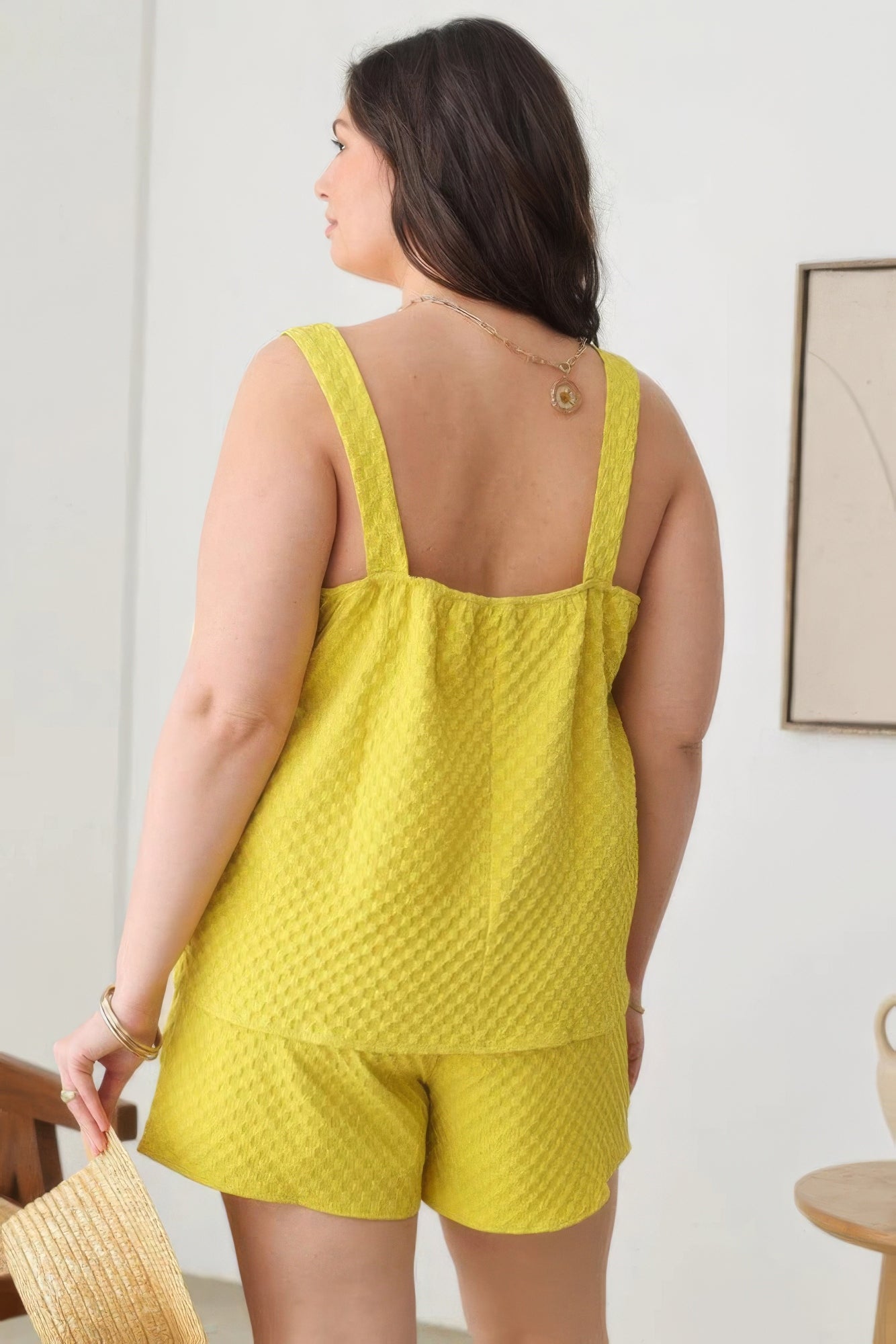 Plus Size Textured Top Elastic Waist Short Sets product image