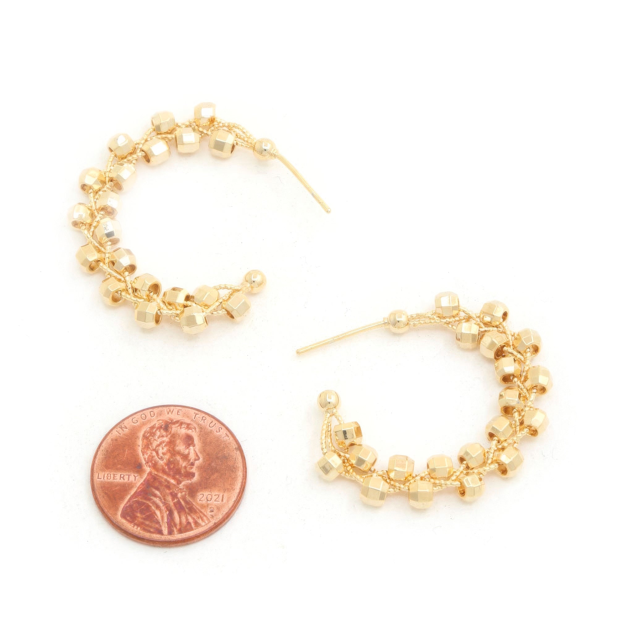 Sodajo Beaded Open Hoop Gold Dipped Earring product image