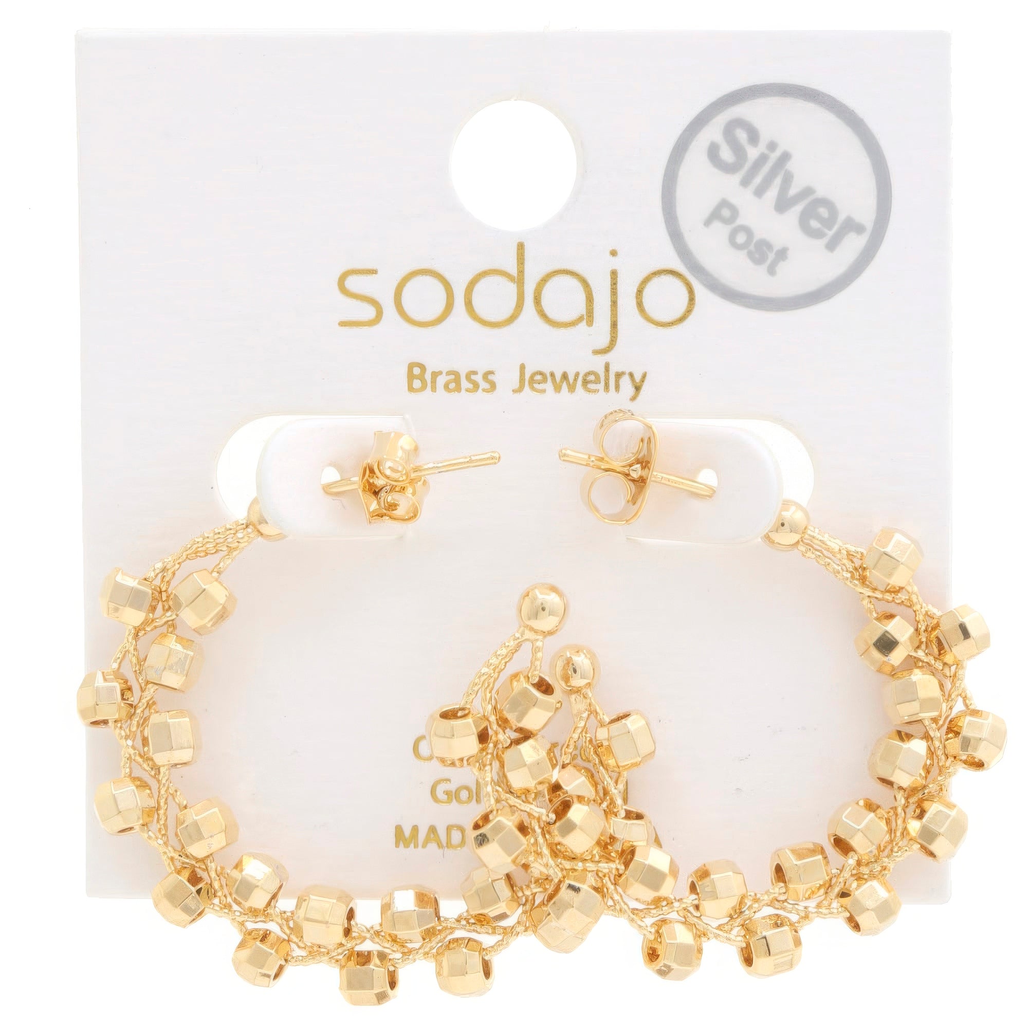 Sodajo Beaded Open Hoop Gold Dipped Earring product image