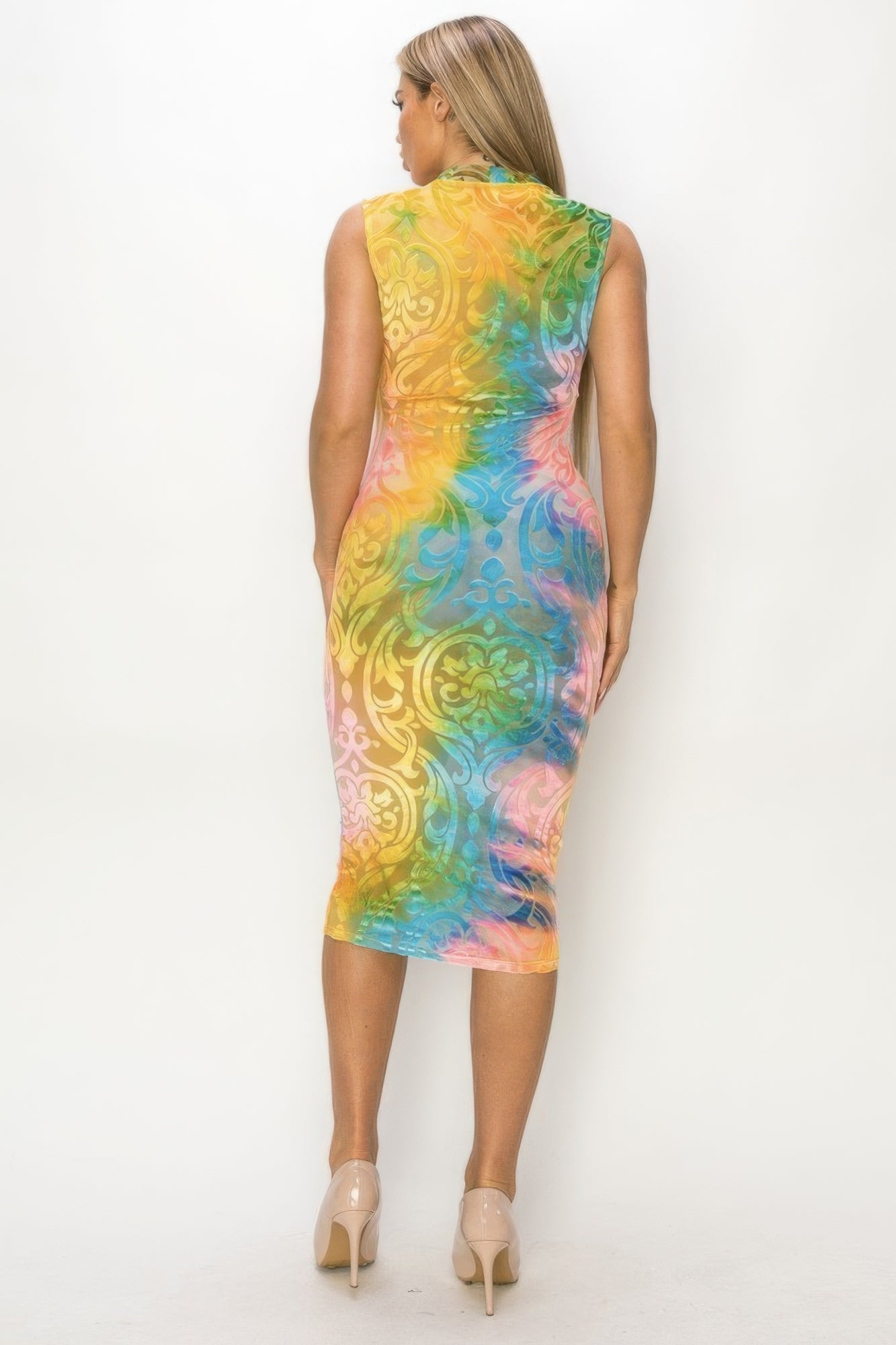 Velvet Burn Out Pattern Sexy Midi Dress product image