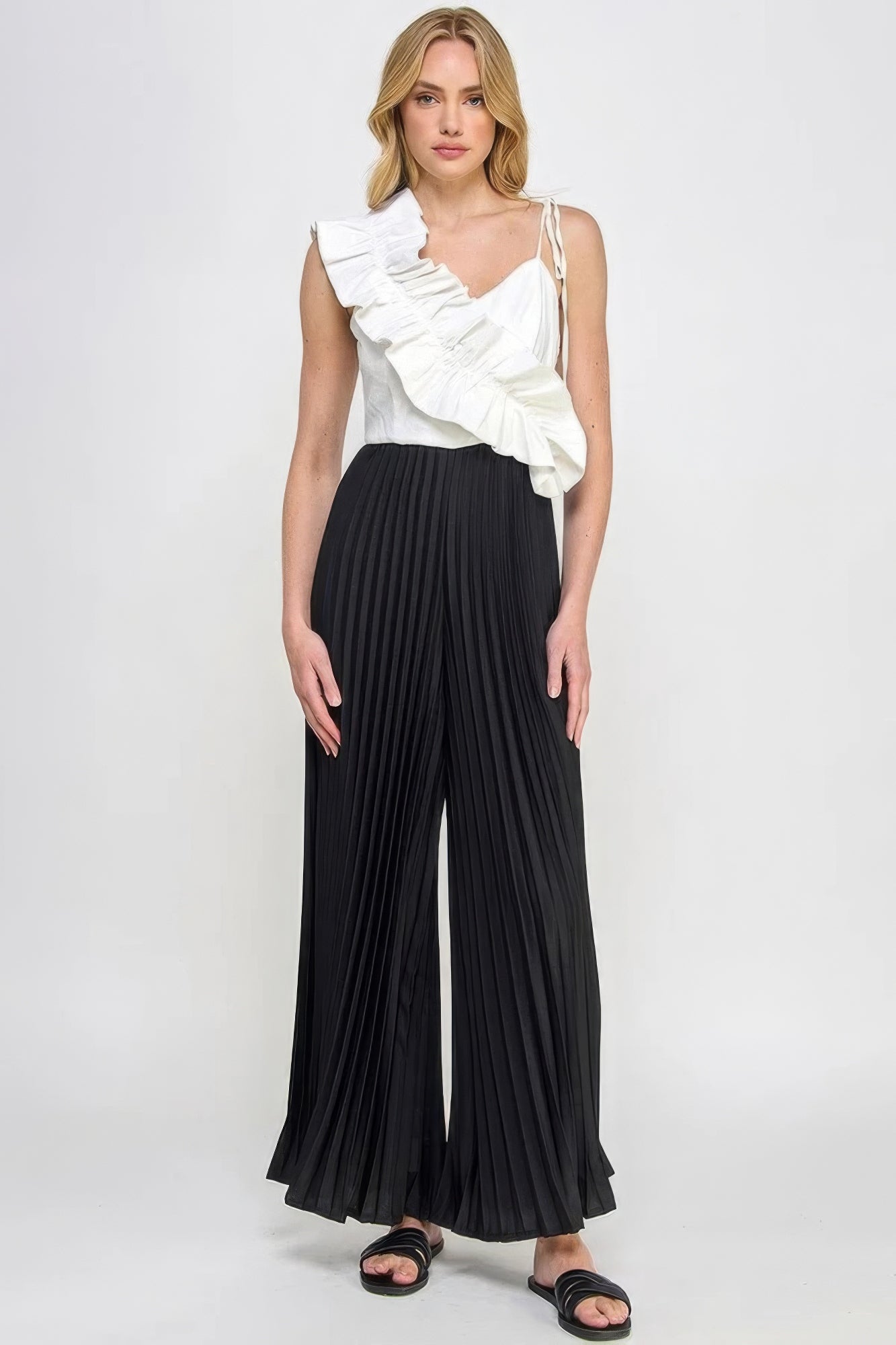 Cami Asymmetrical Ruffle Detail Pleated Bottom Jumpsuit product image