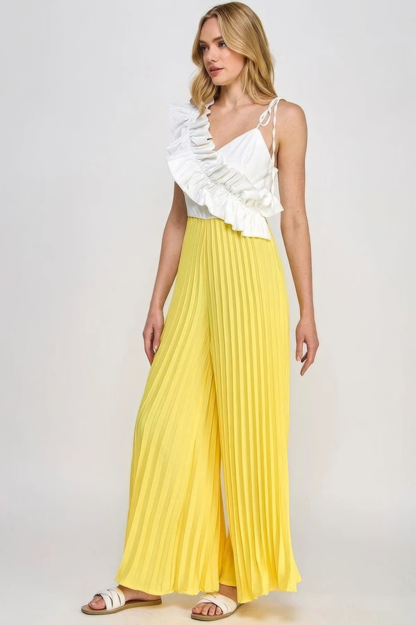 Cami Asymmetrical Ruffle Detail Pleated Bottom Jumpsuit product image