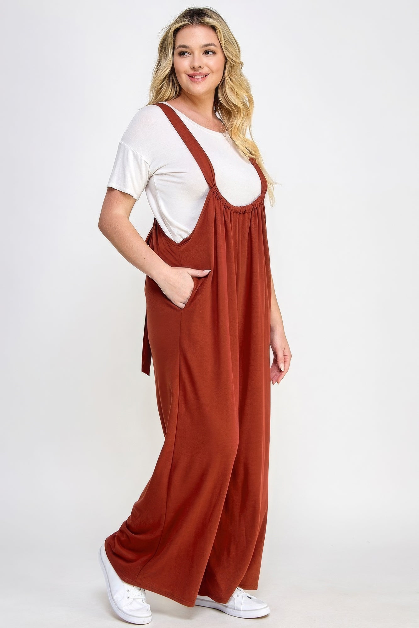 French Terry Wide Leg Jumpsuit Overalls product image