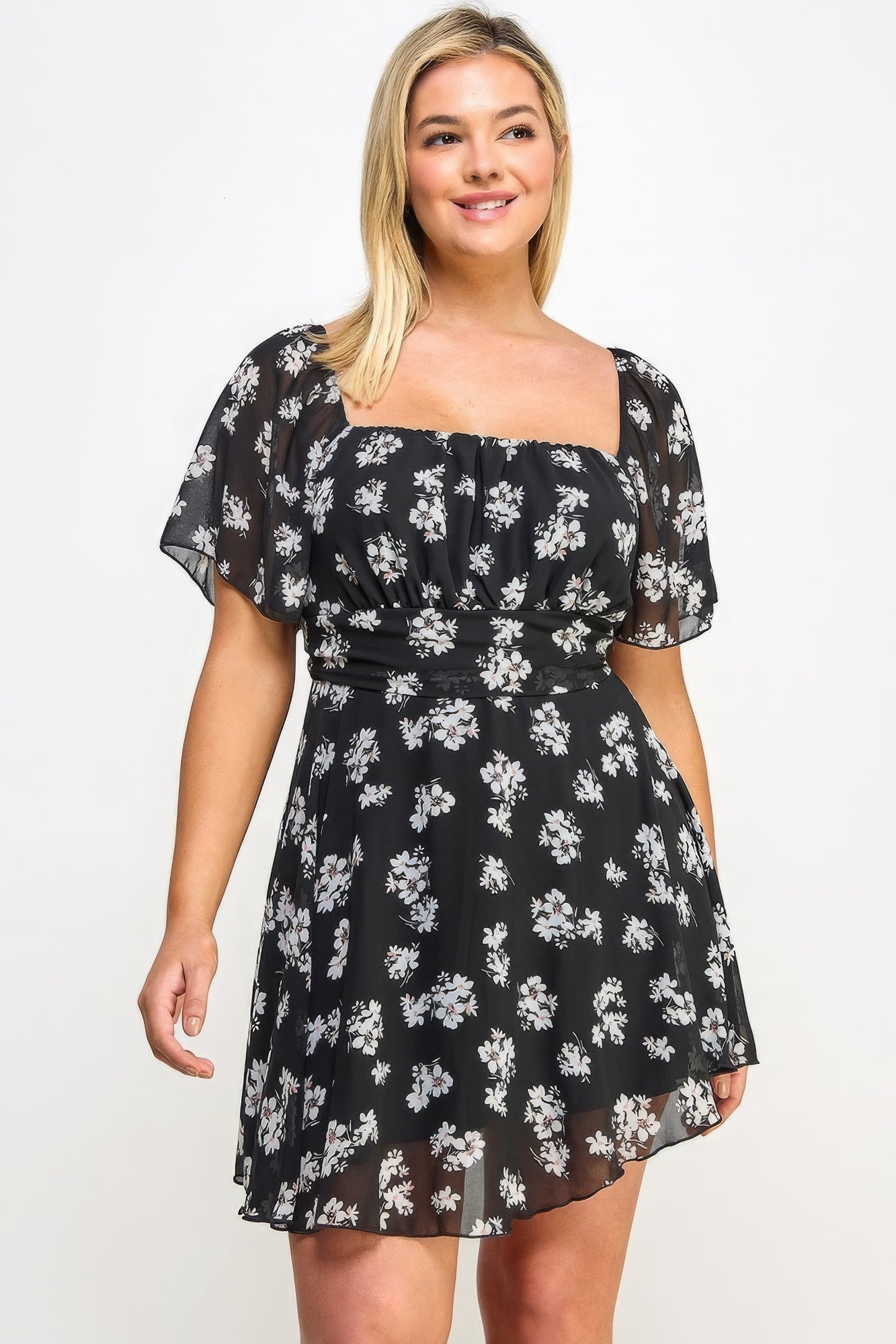 Plus Size Floral Chiffon Dress product image