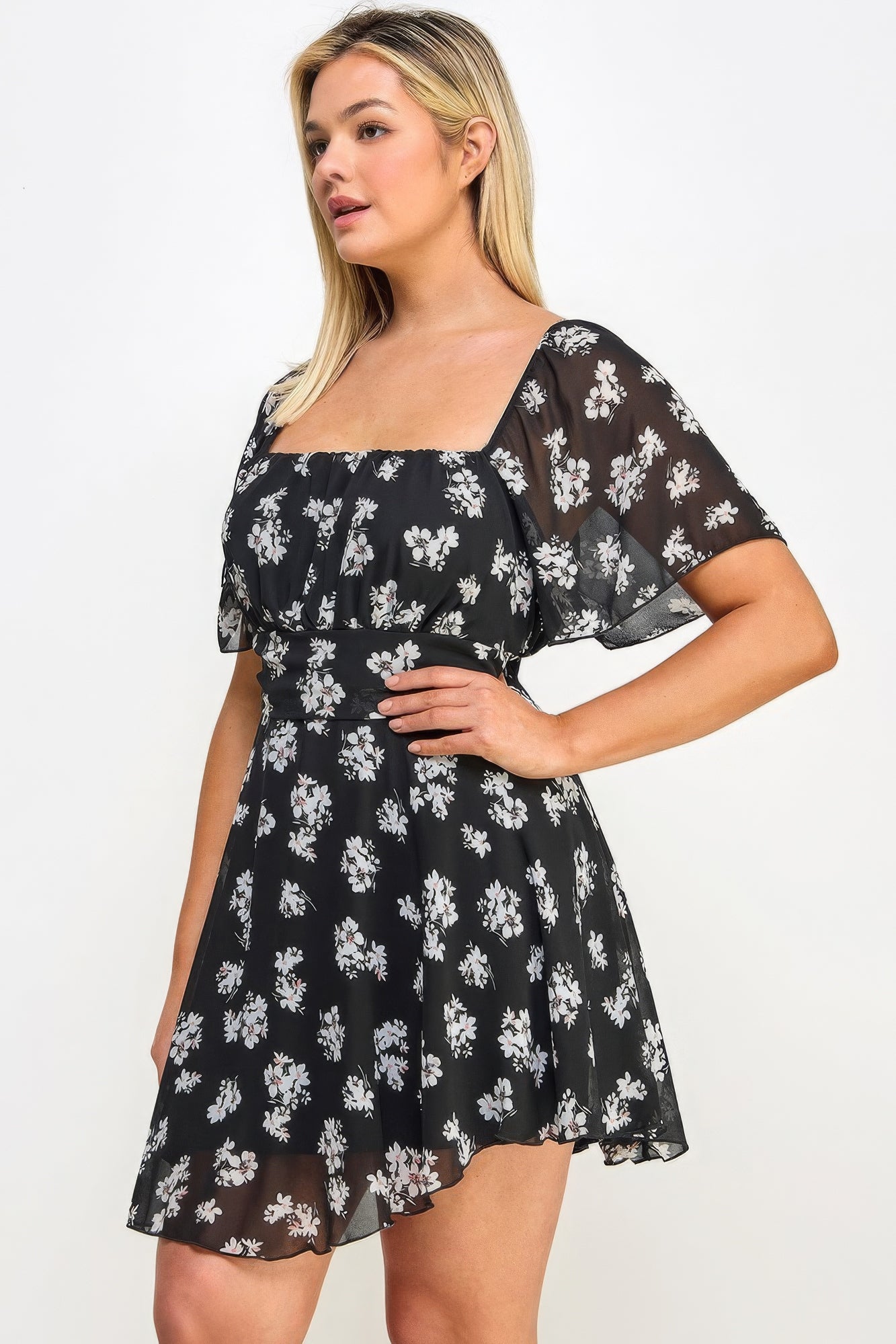 Plus Size Floral Chiffon Dress product image