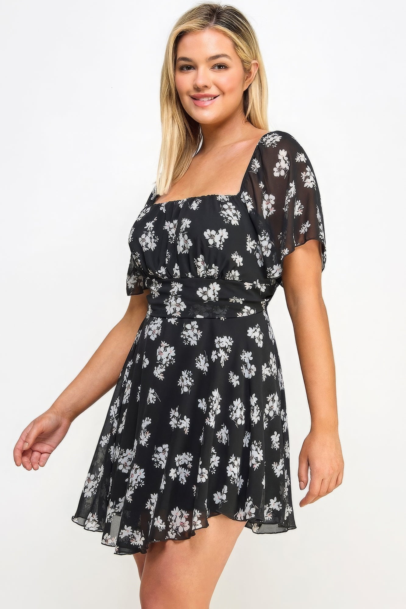 Plus Size Floral Chiffon Dress product image