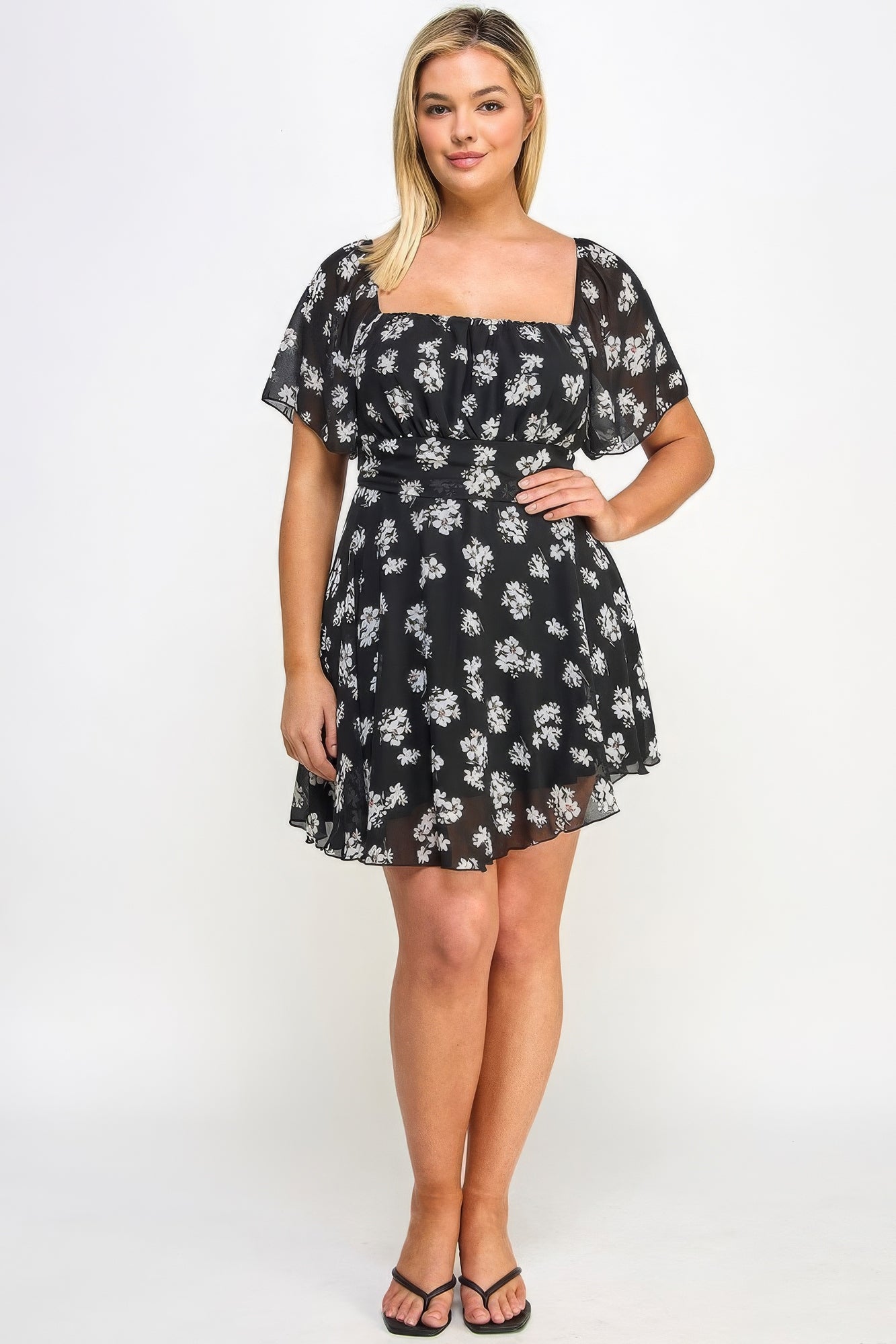 Plus Size Floral Chiffon Dress product image