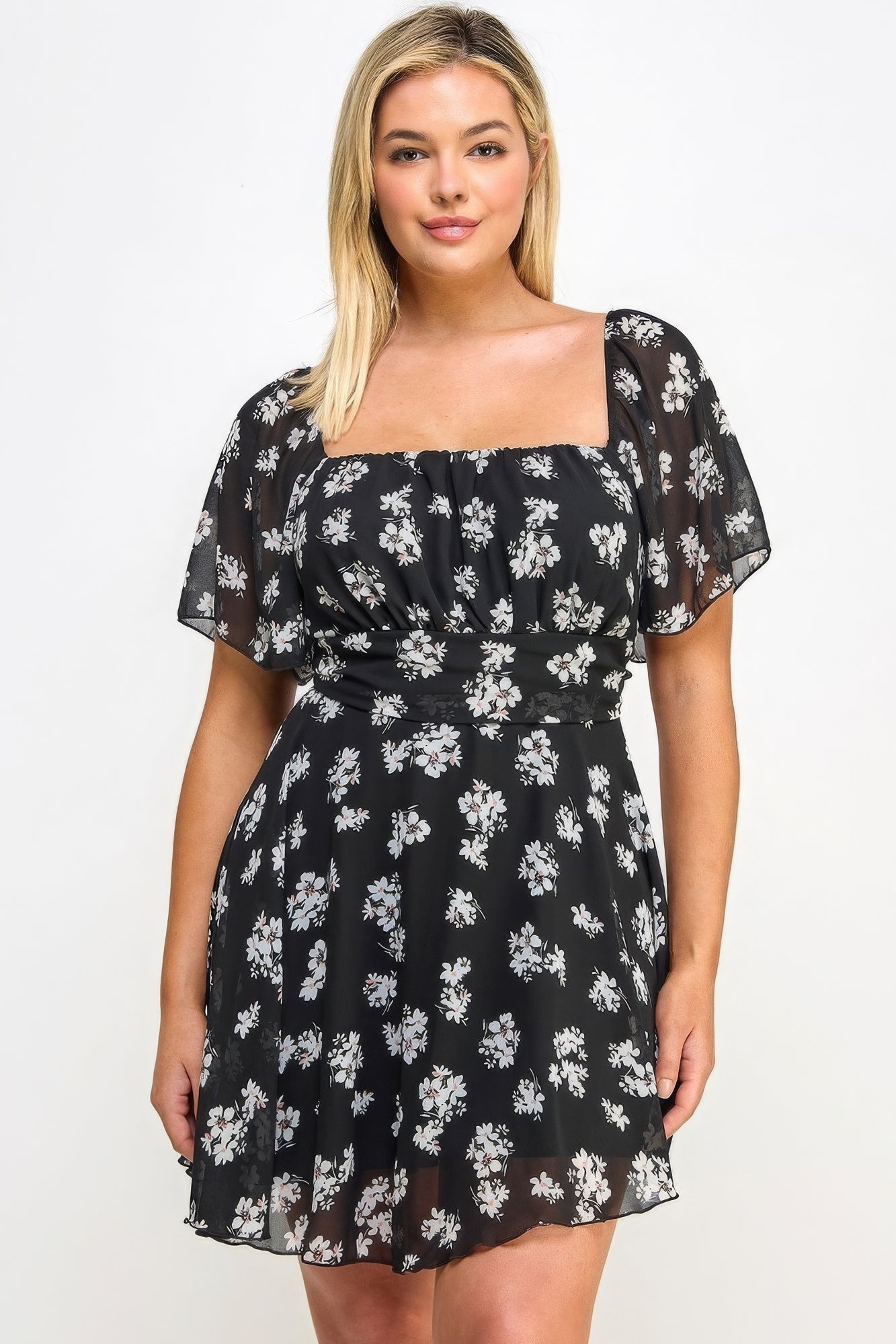 Plus Size Floral Chiffon Dress product image