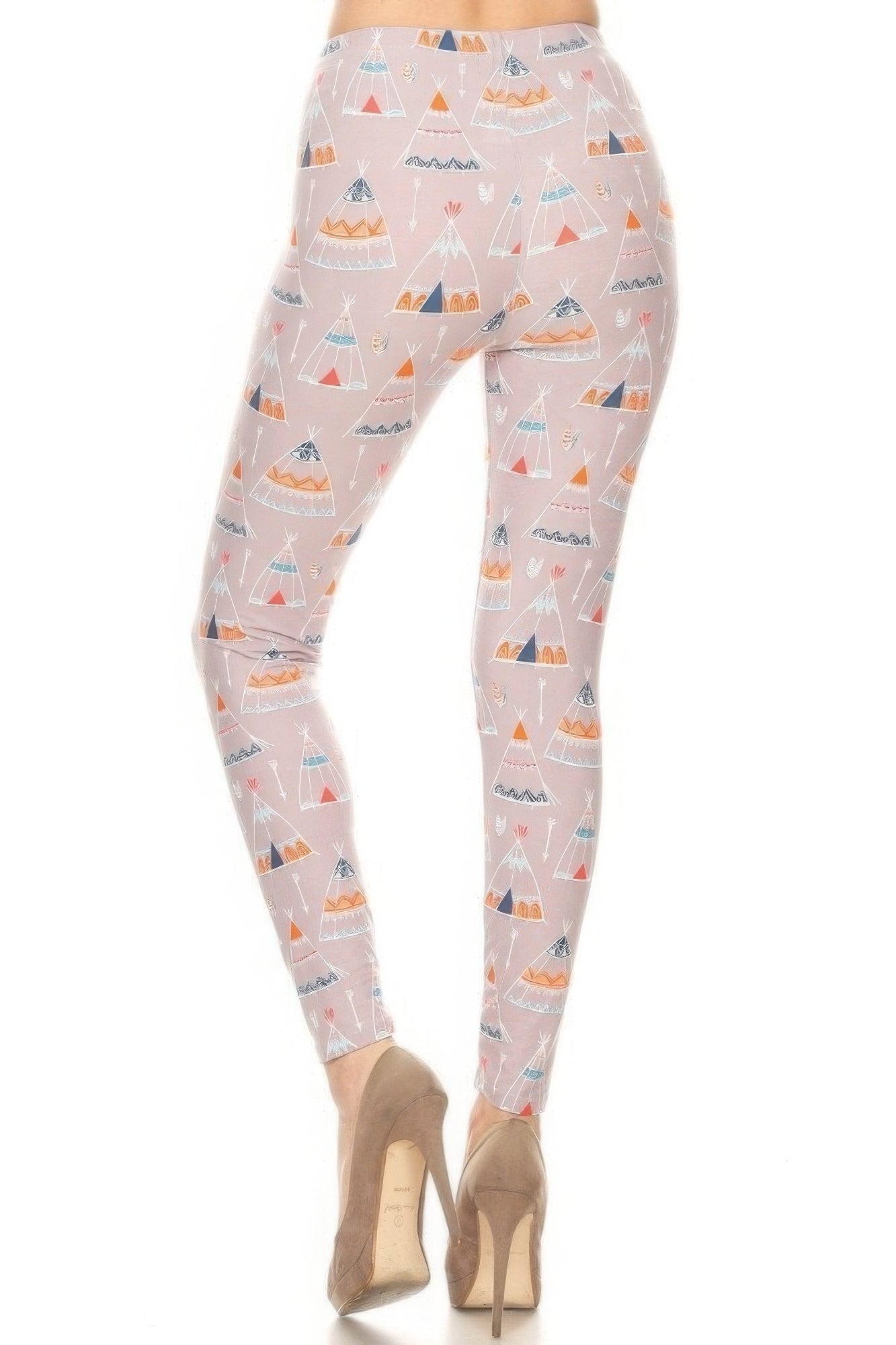 Teepee Print, High Rise, Fitted Leggings, With An Elastic Waistband product image