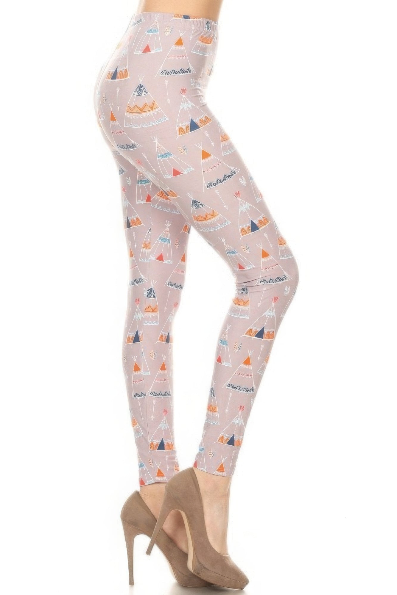 Teepee Print, High Rise, Fitted Leggings, With An Elastic Waistband product image