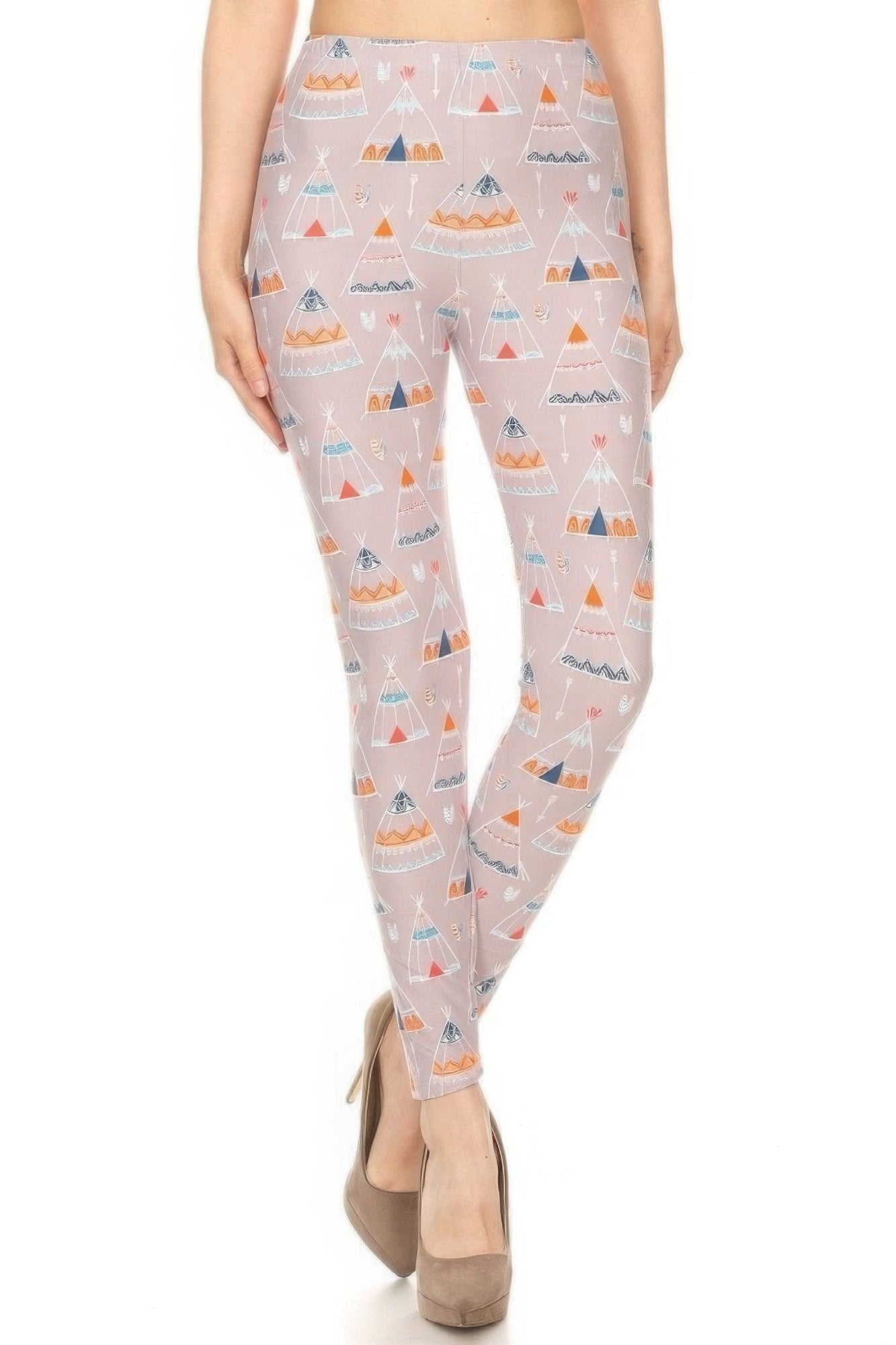 Teepee Print, High Rise, Fitted Leggings, With An Elastic Waistband product image
