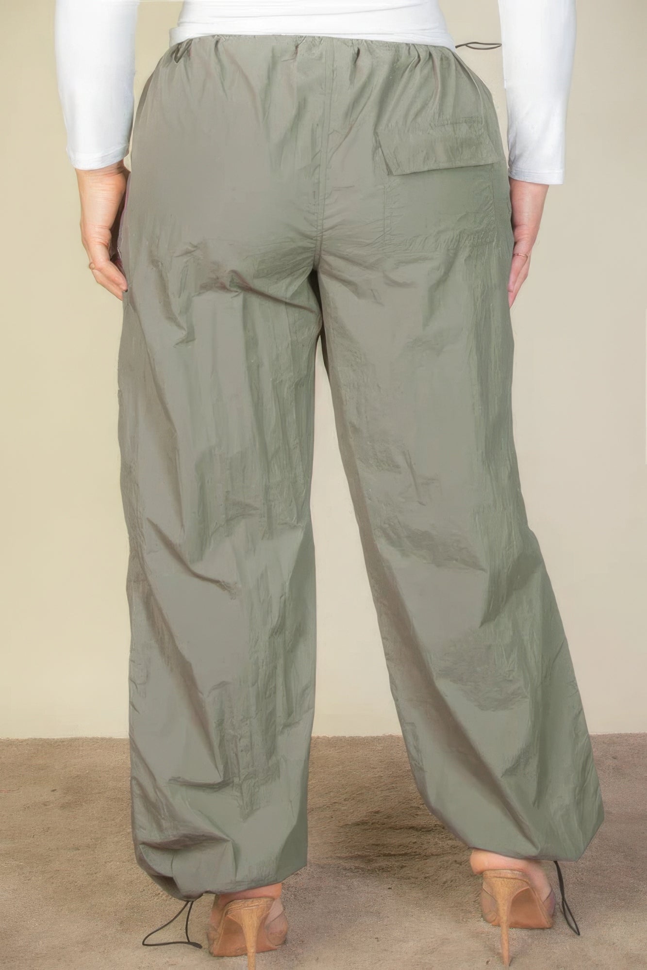 Plus Size Drawstring Waist Parachute Pants product image