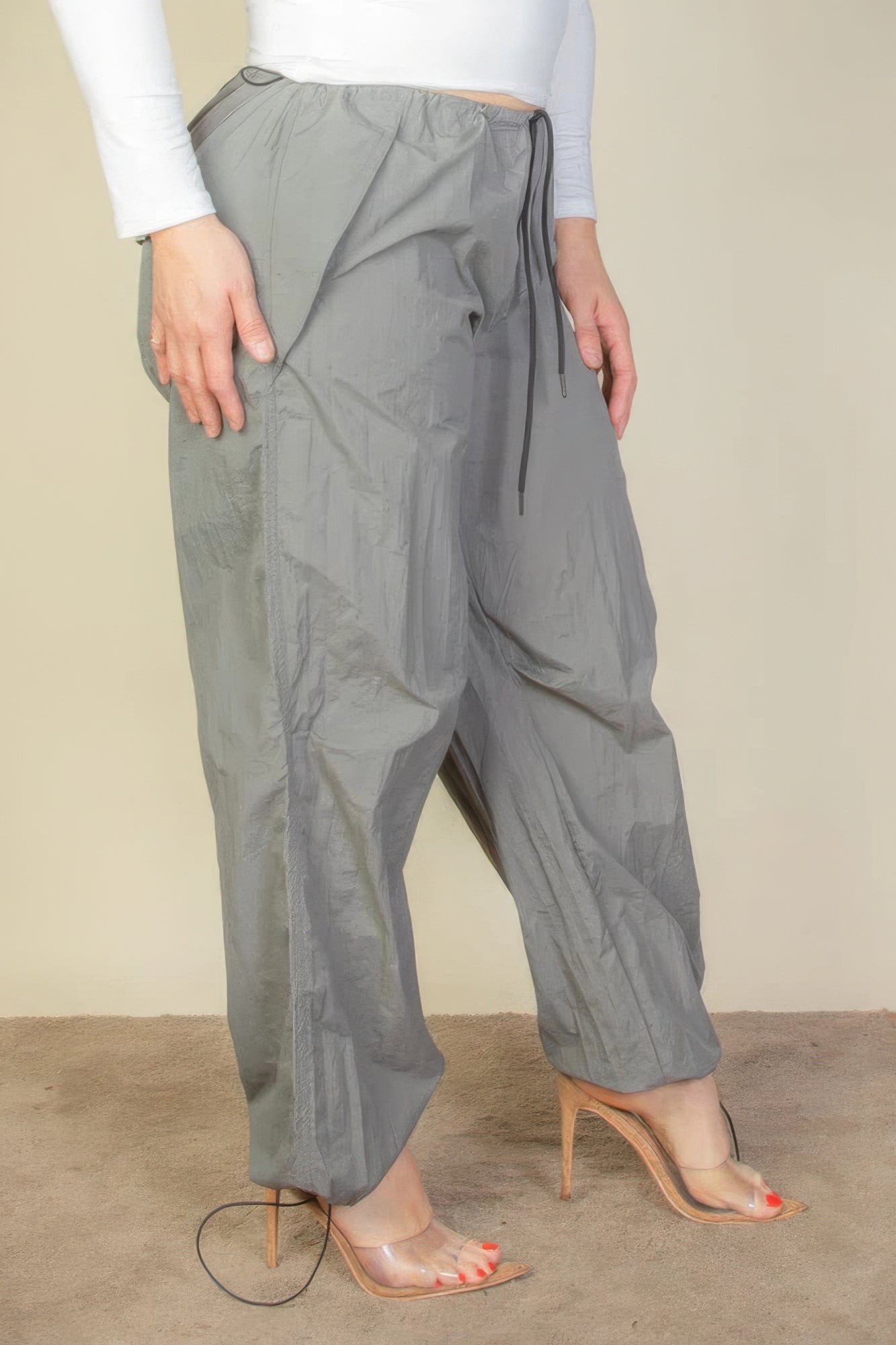 Plus Size Drawstring Waist Parachute Pants product image