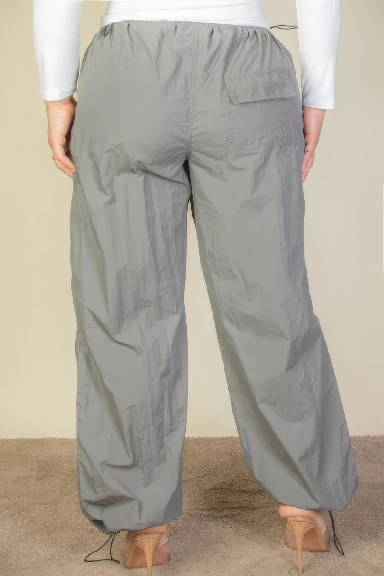 Plus Size Drawstring Waist Parachute Pants product image