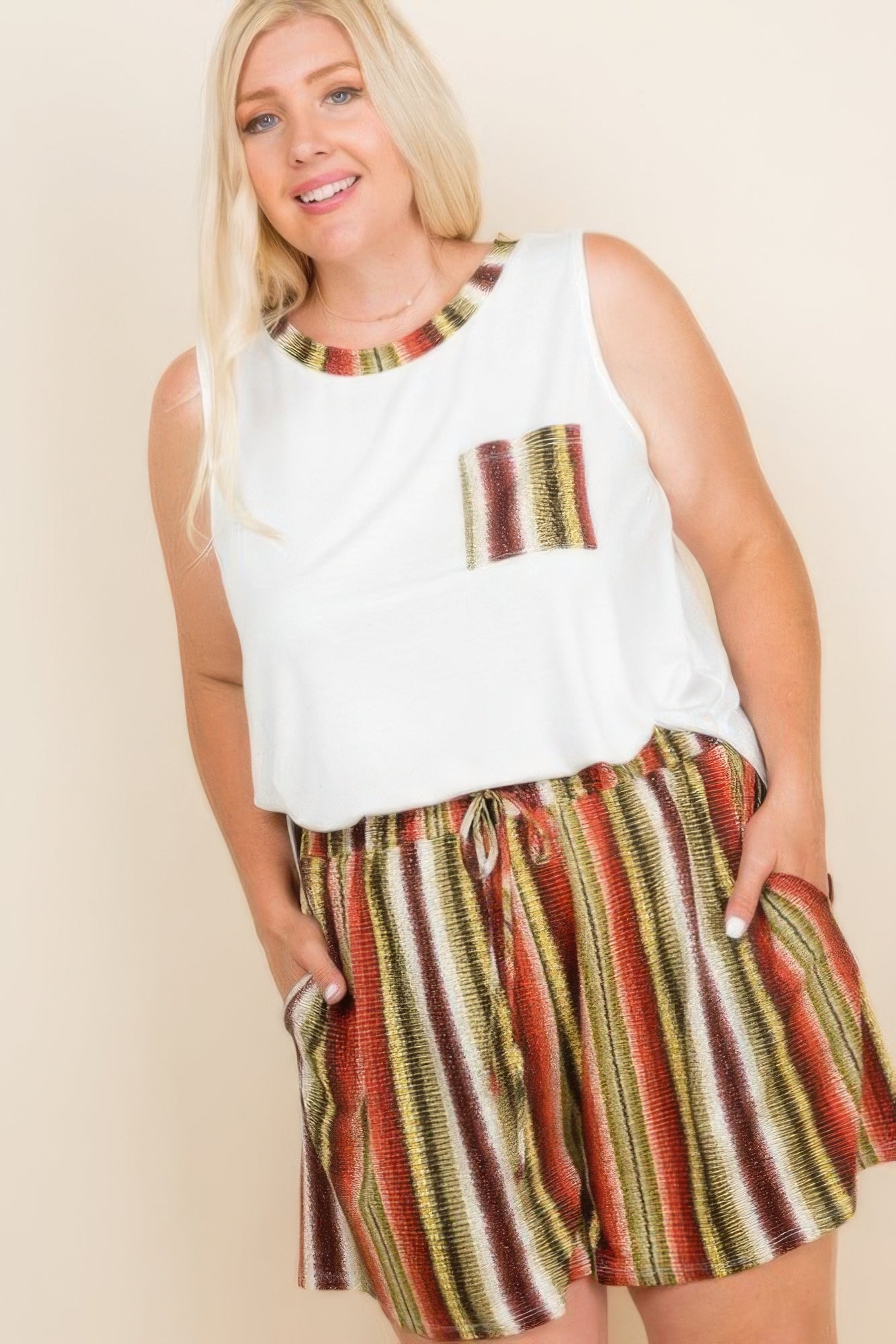 Plus Size Solid Sleeveless French Terry Tank Top product image