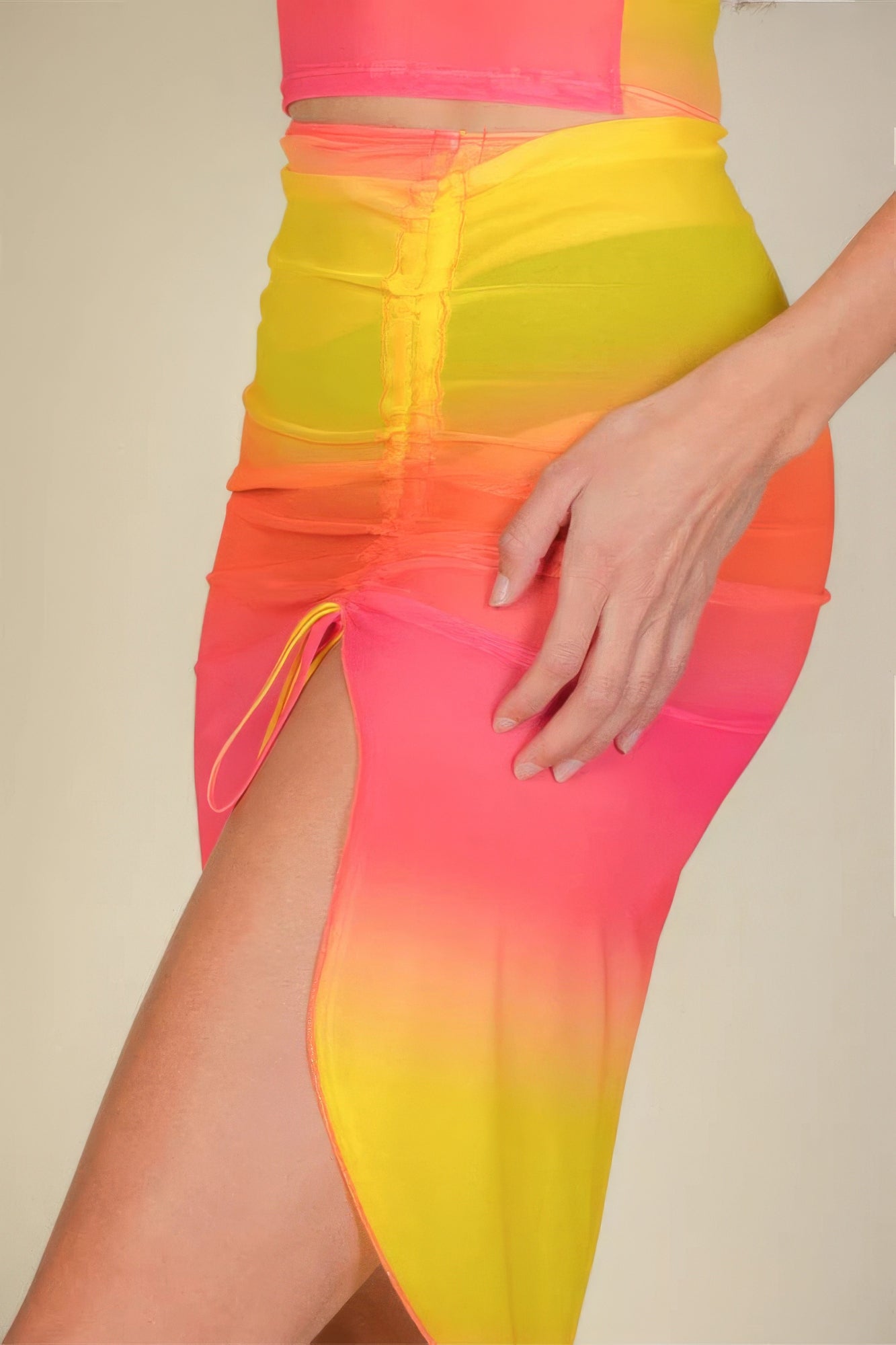 Sexy Sheer Mesh Drawstring Ruched Skirt product image