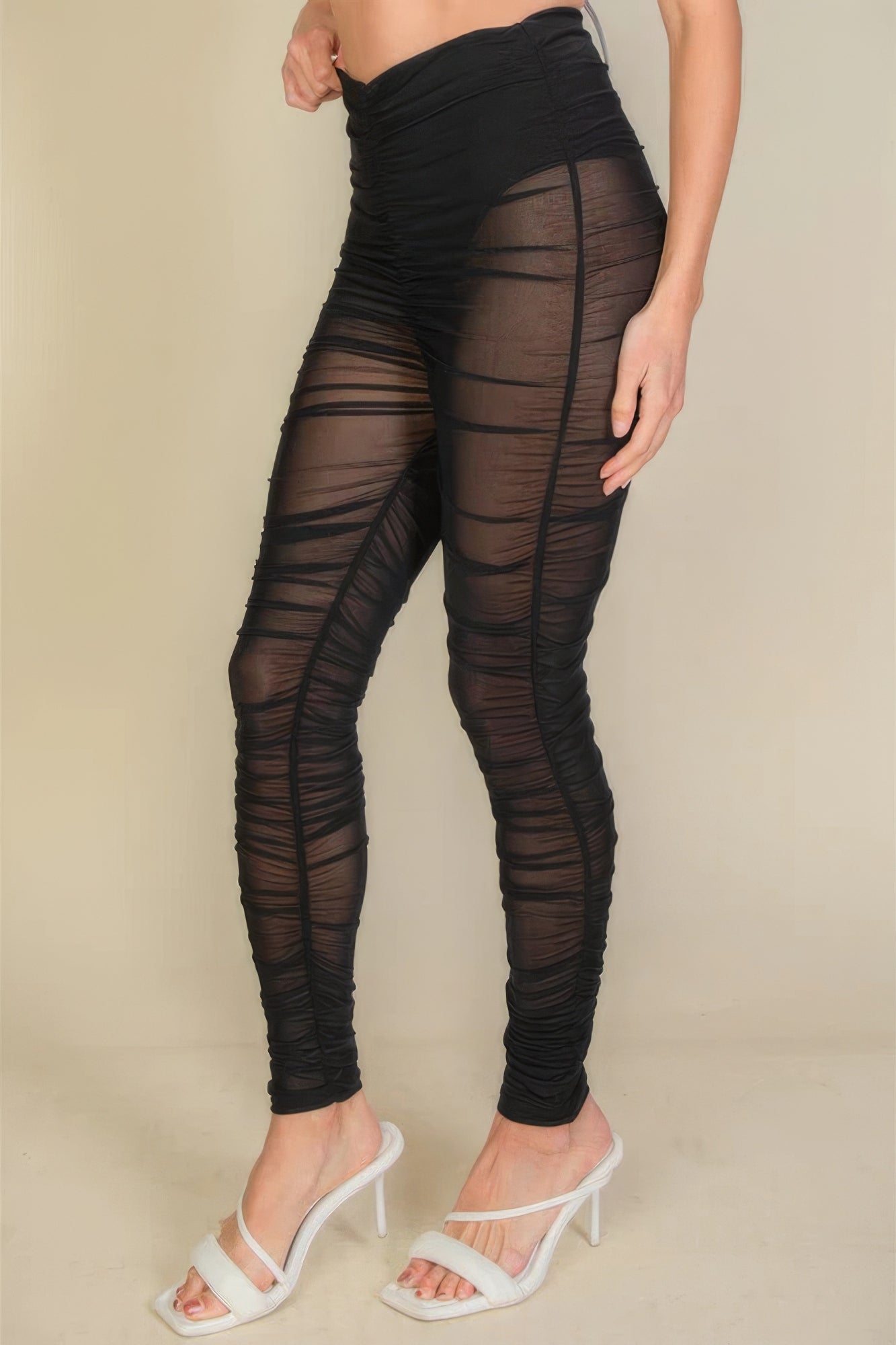 Ruched Poly Mesh Leggings product image