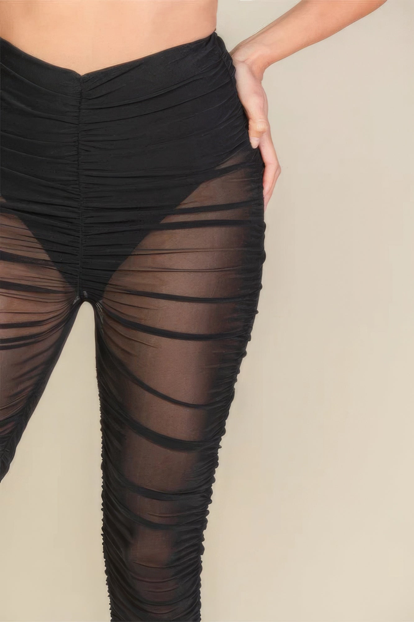 Ruched Poly Mesh Leggings product image