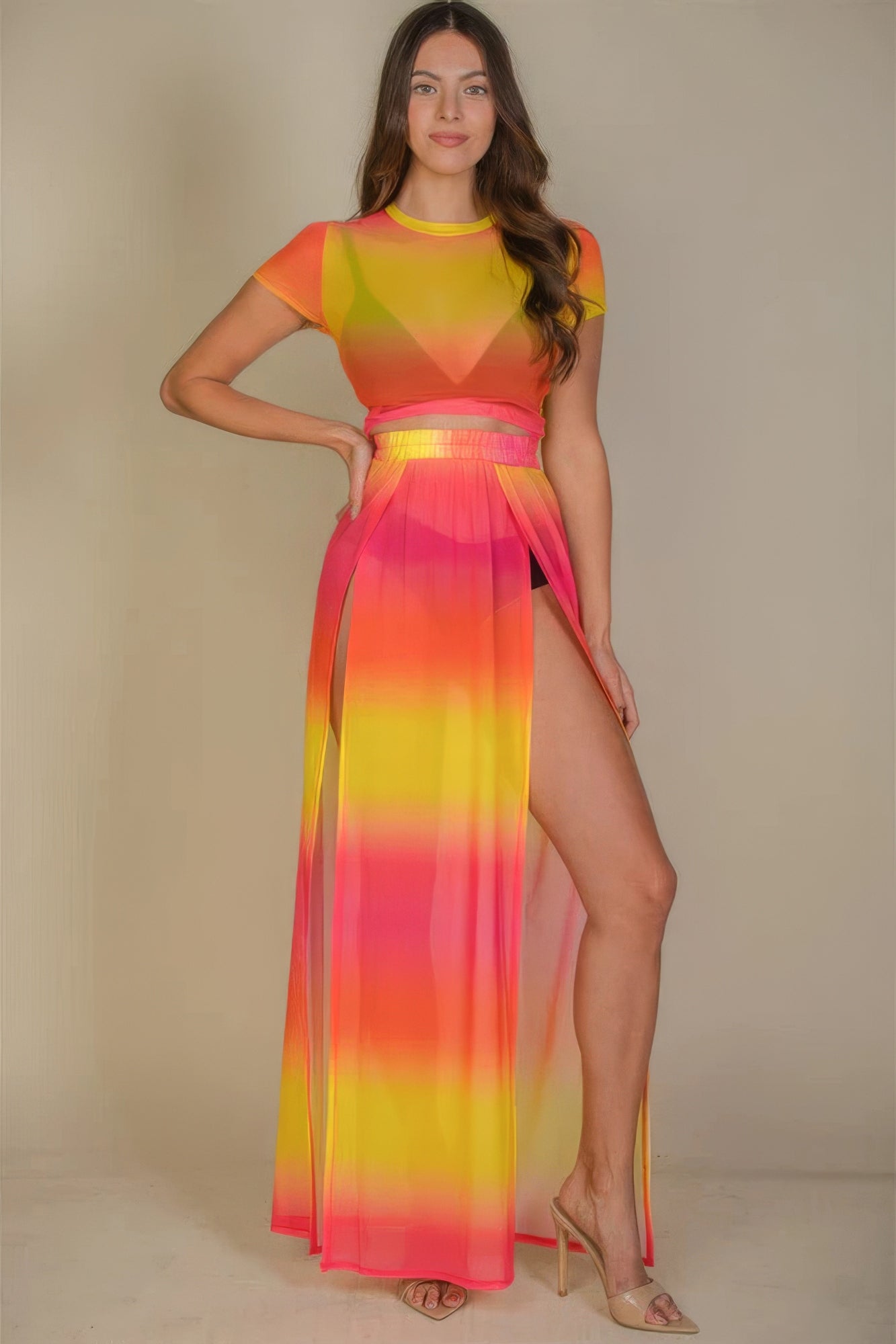 High Split Mesh Sheer Maxi Skirt product image