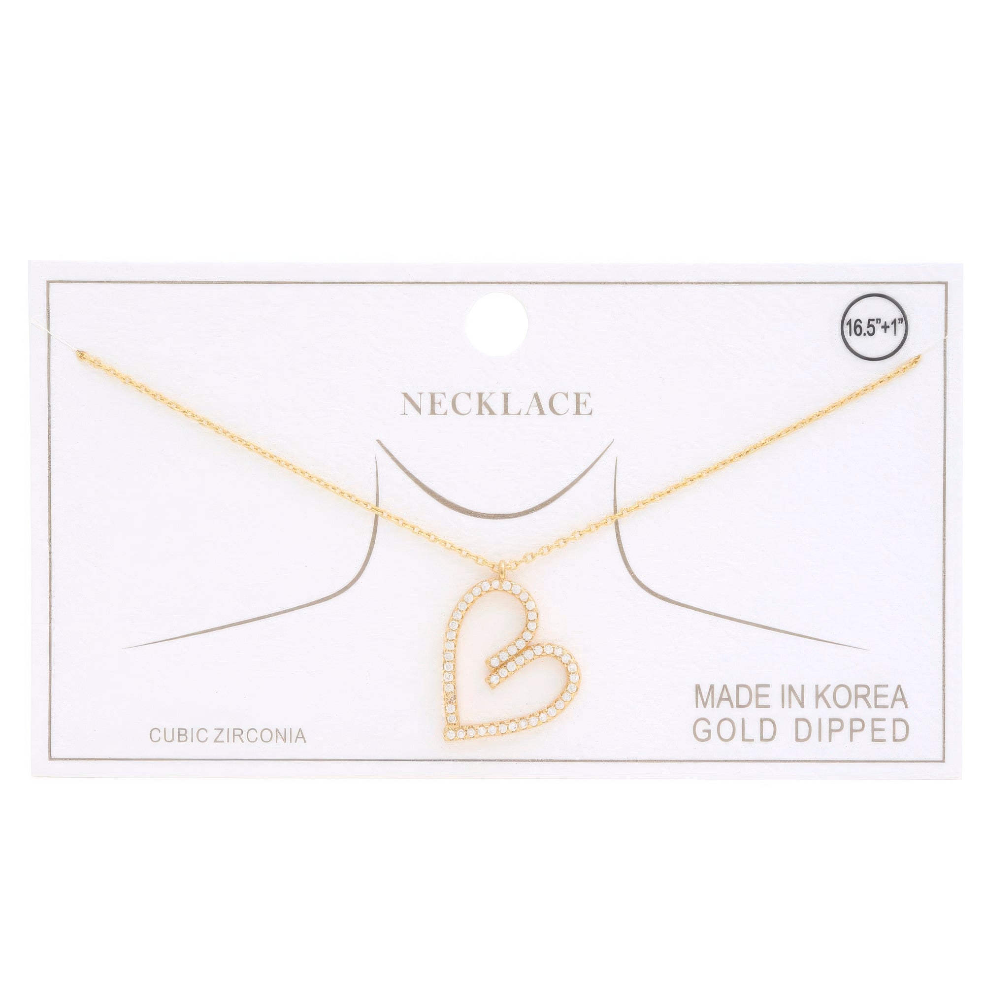 Abstract Heart Rhinestone Gold Dipped Necklace product image