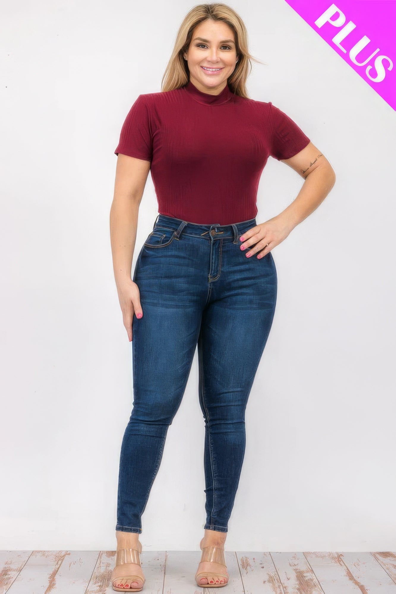 Plus Size Ribbed Short Sleeve Bodysuit product image