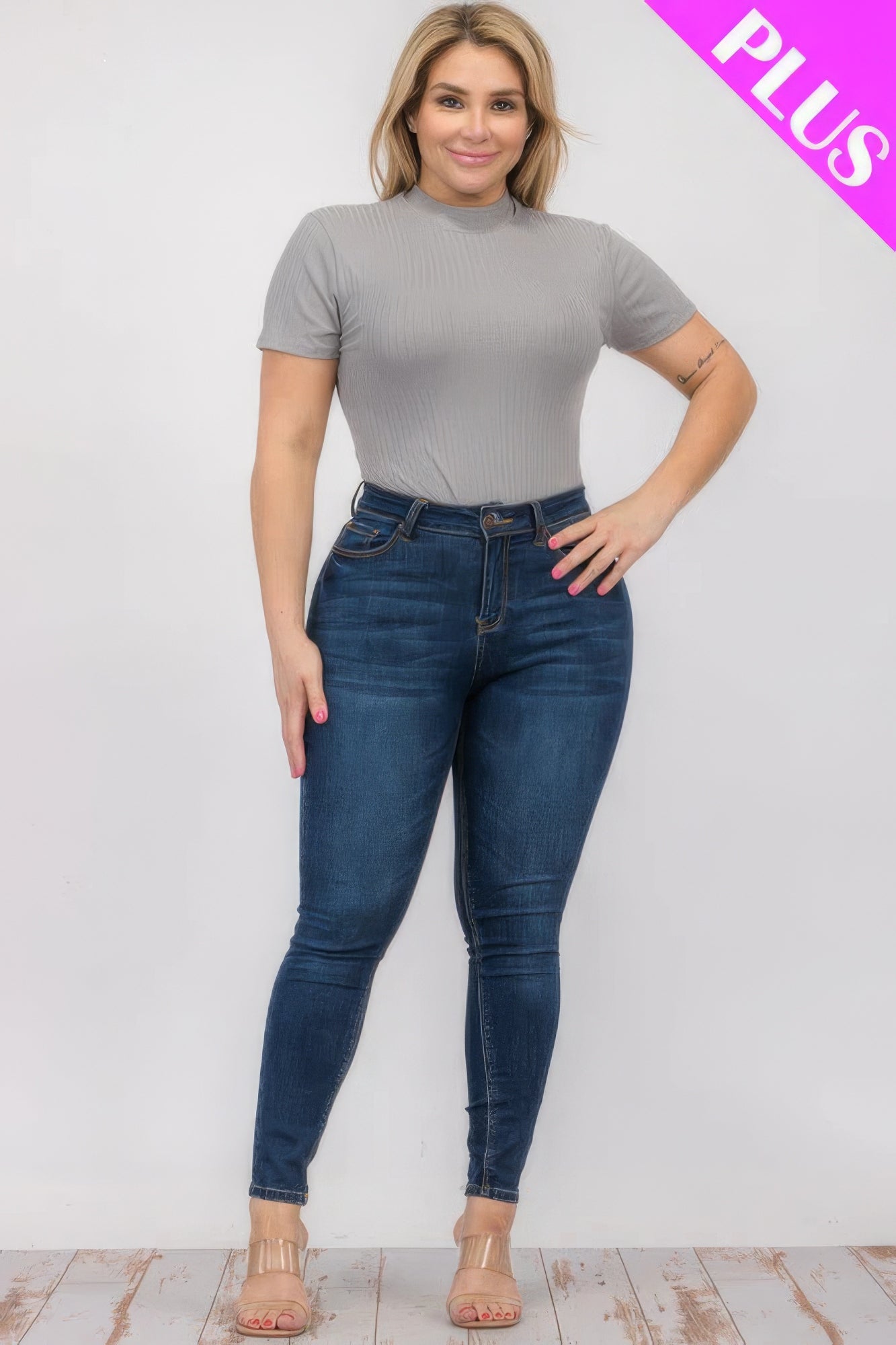 Plus Size Ribbed Short Sleeve Bodysuit product image