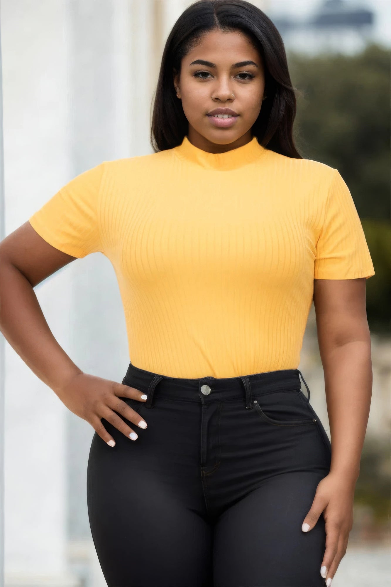 Plus Size Ribbed Short Sleeve Bodysuit product image
