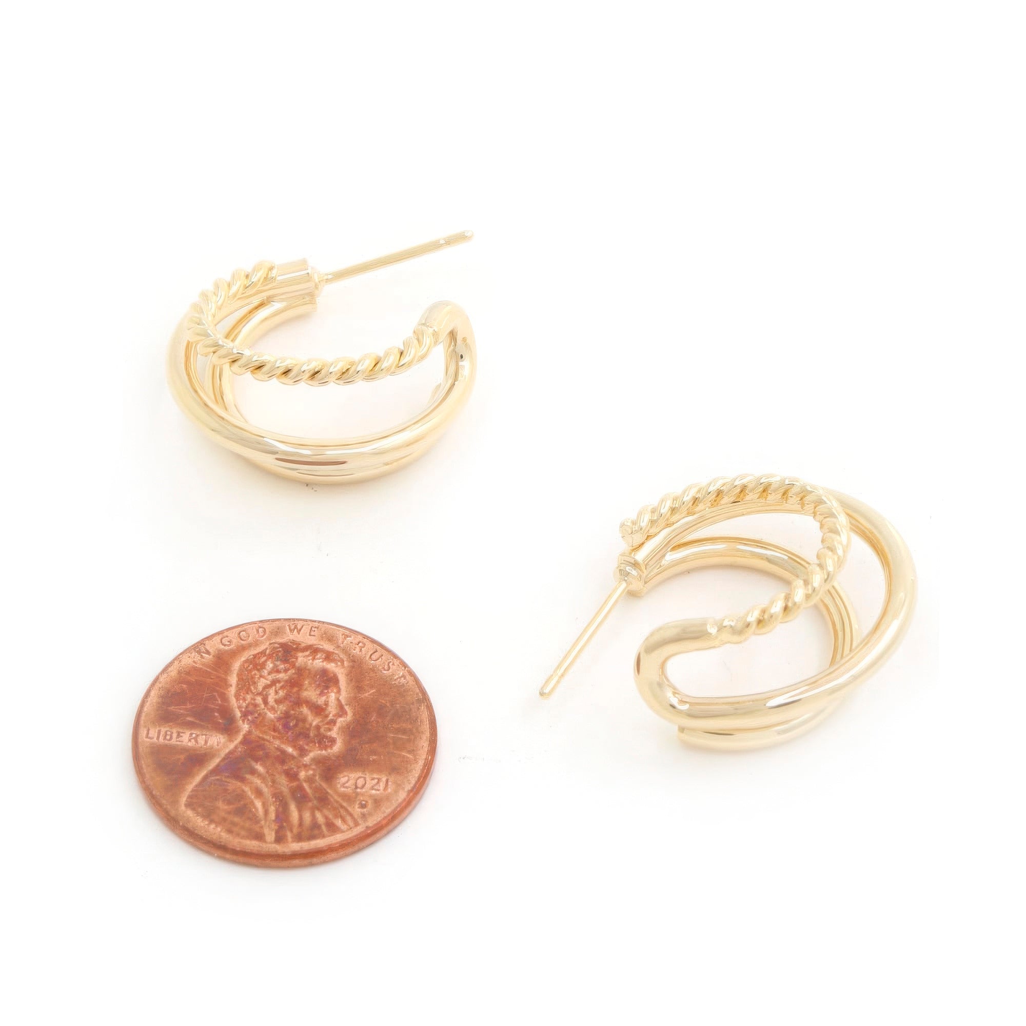 Double Hoop Rope Gold Dipped Earring product image