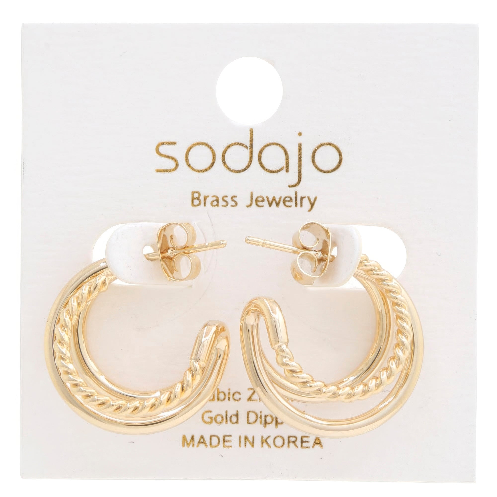 Double Hoop Rope Gold Dipped Earring product image