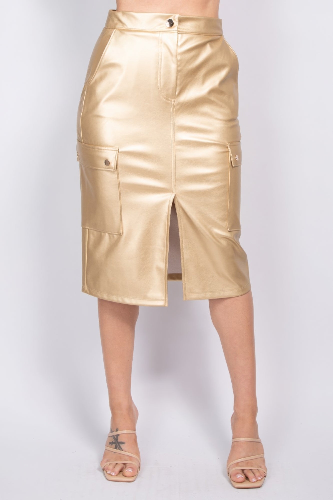 Faux Leather High-rise Cargo Skirt product image