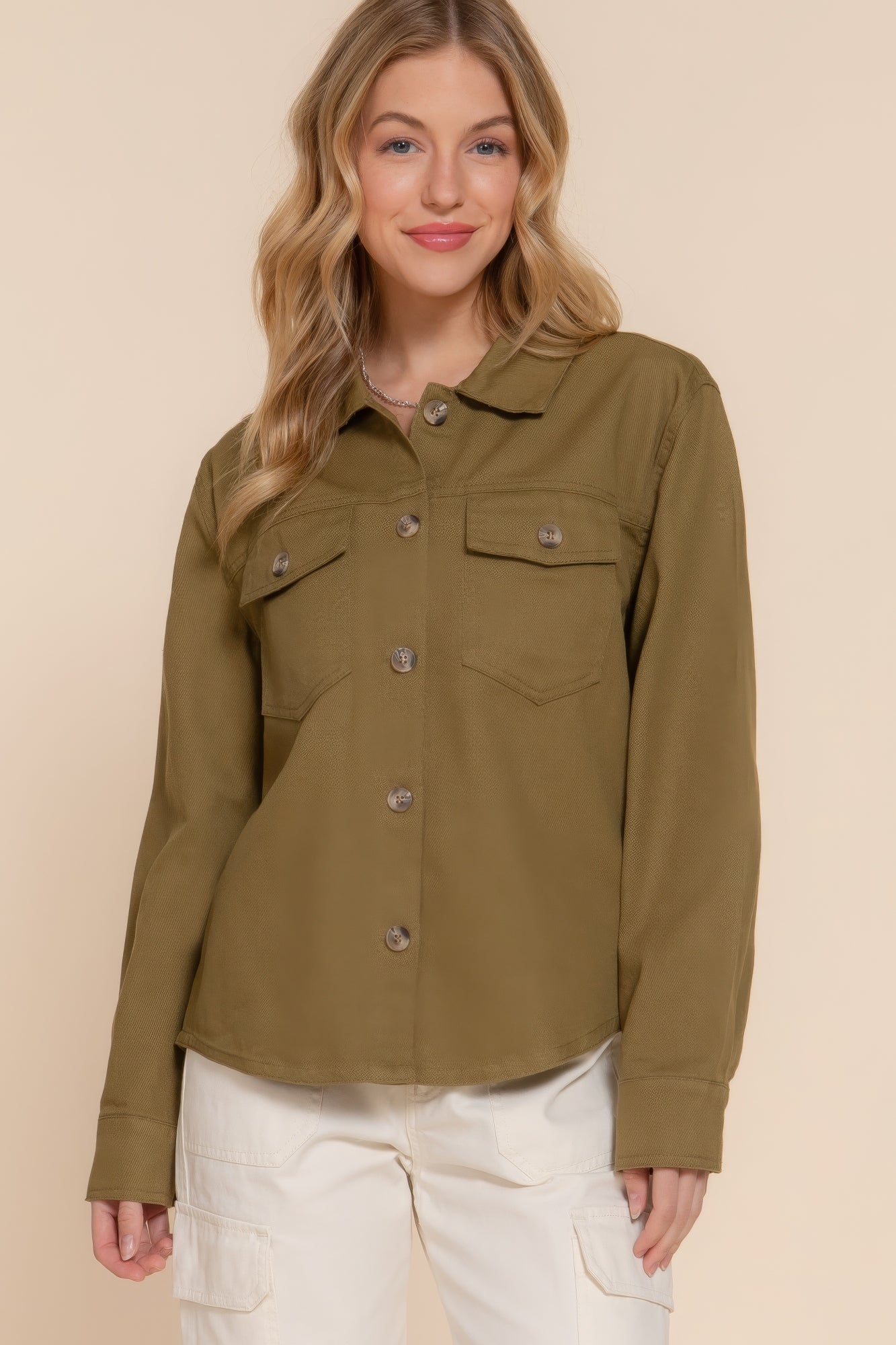 Button Down Cotton Denim Shacket product image