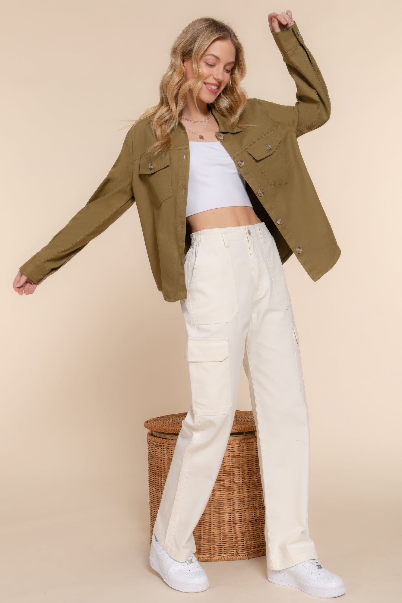 Button Down Cotton Denim Shacket product image