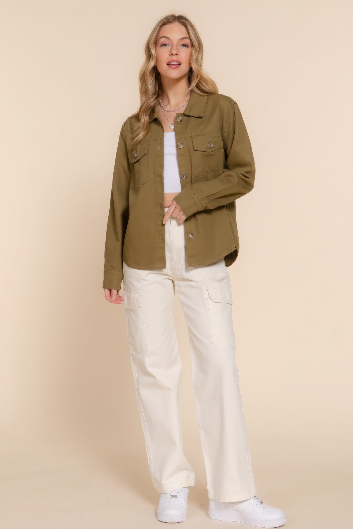 Button Down Cotton Denim Shacket product image