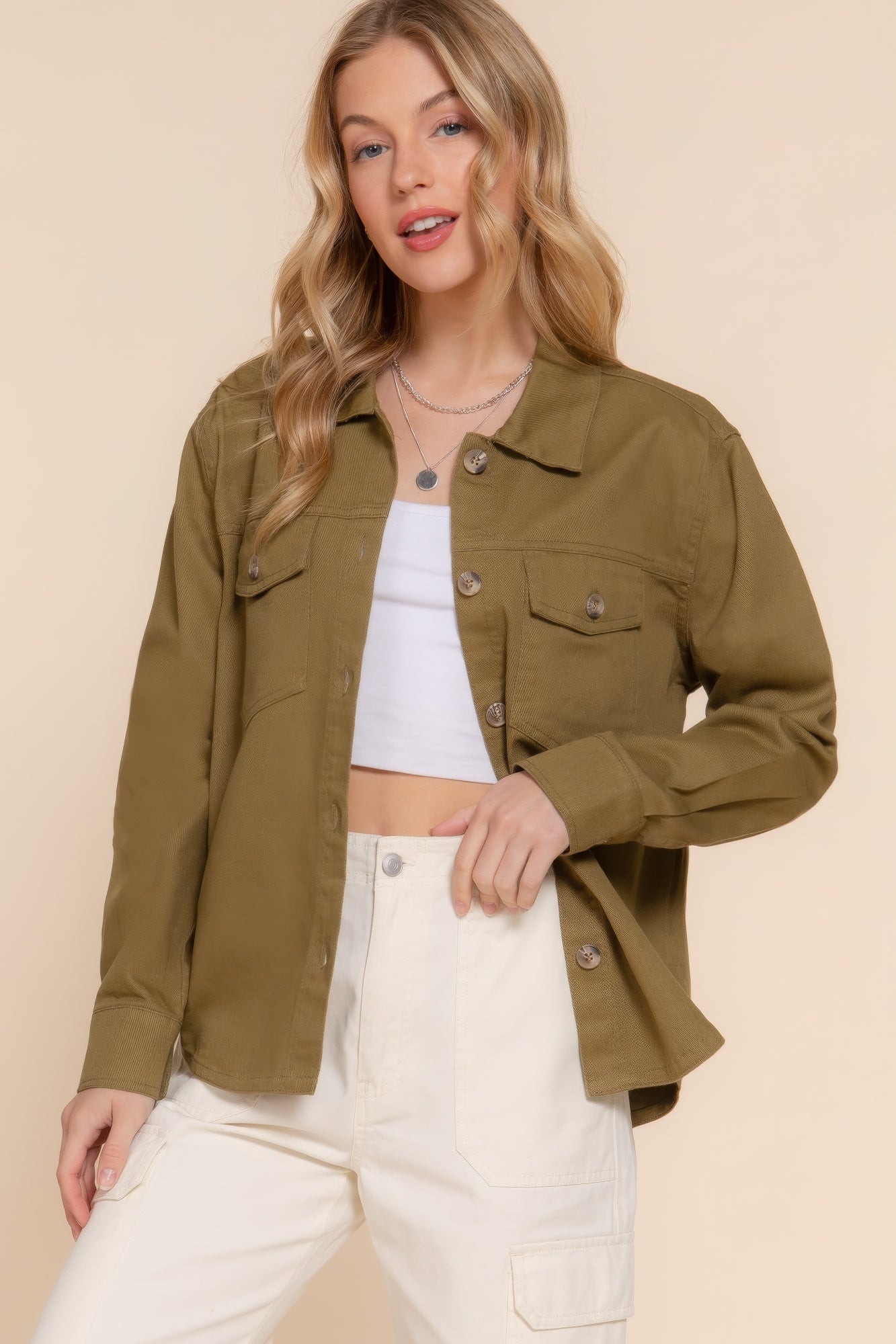 Button Down Cotton Denim Shacket product image