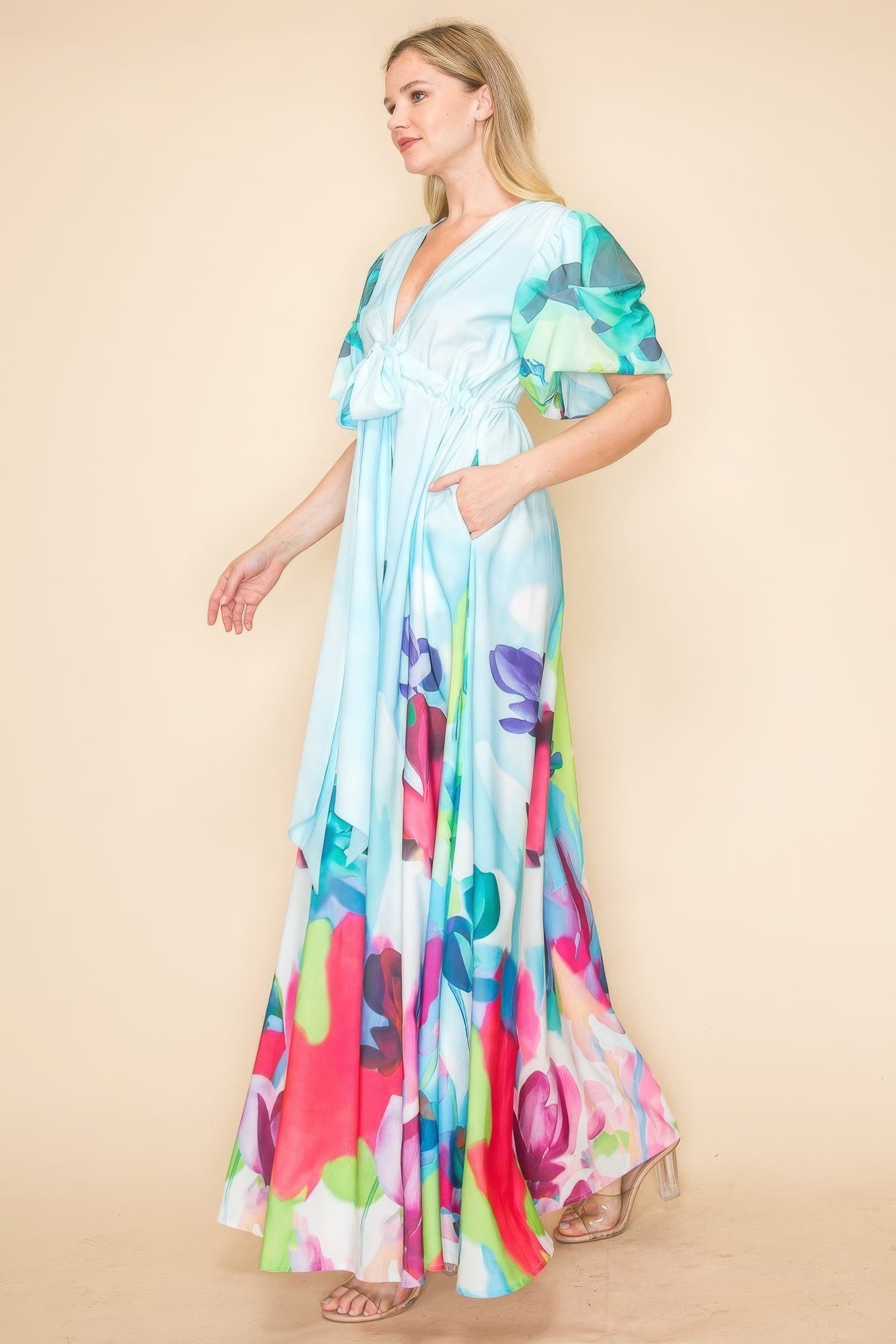 Printed V Neck Maxi Dress product image