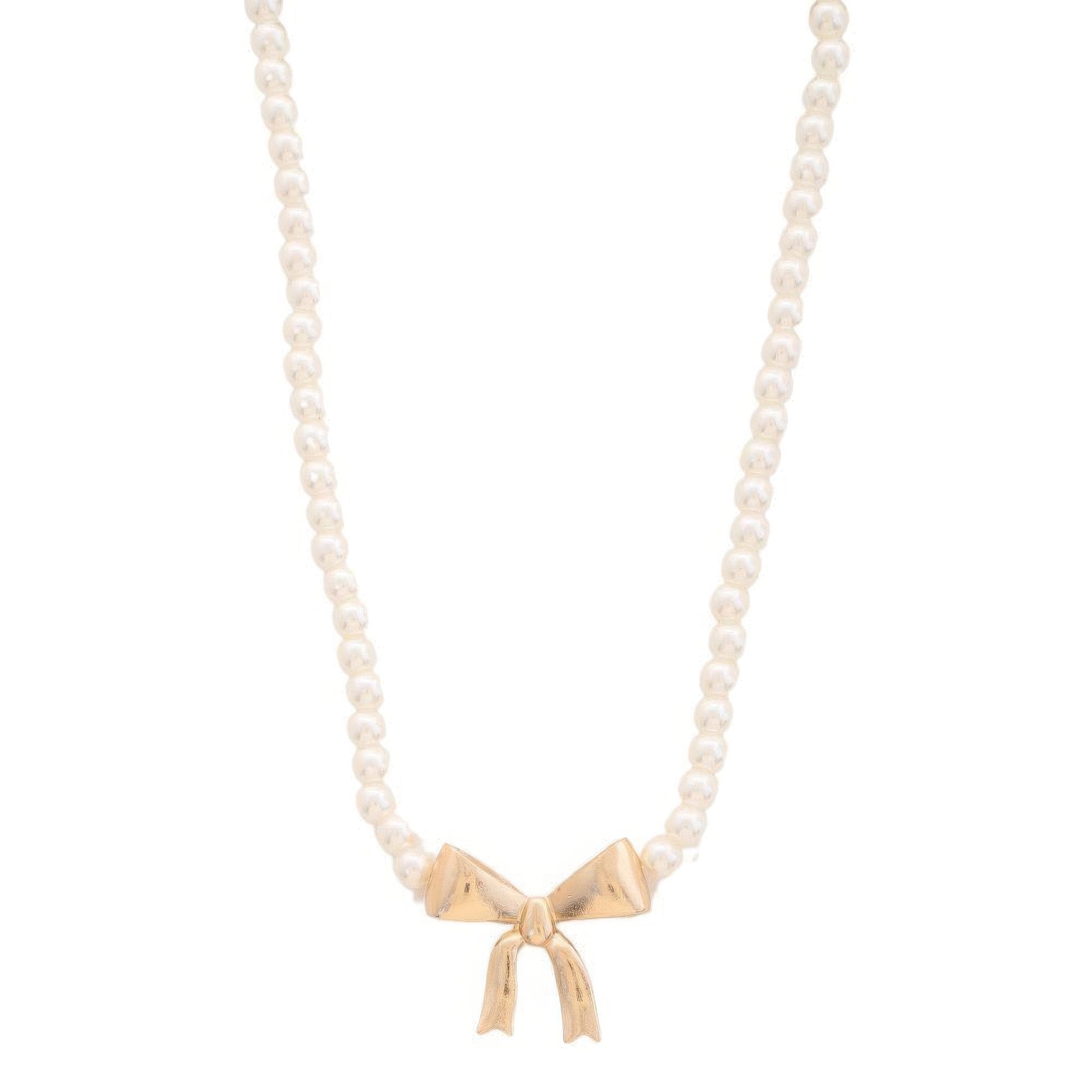 Pearl Ribbon Bow Pendant Necklace product image