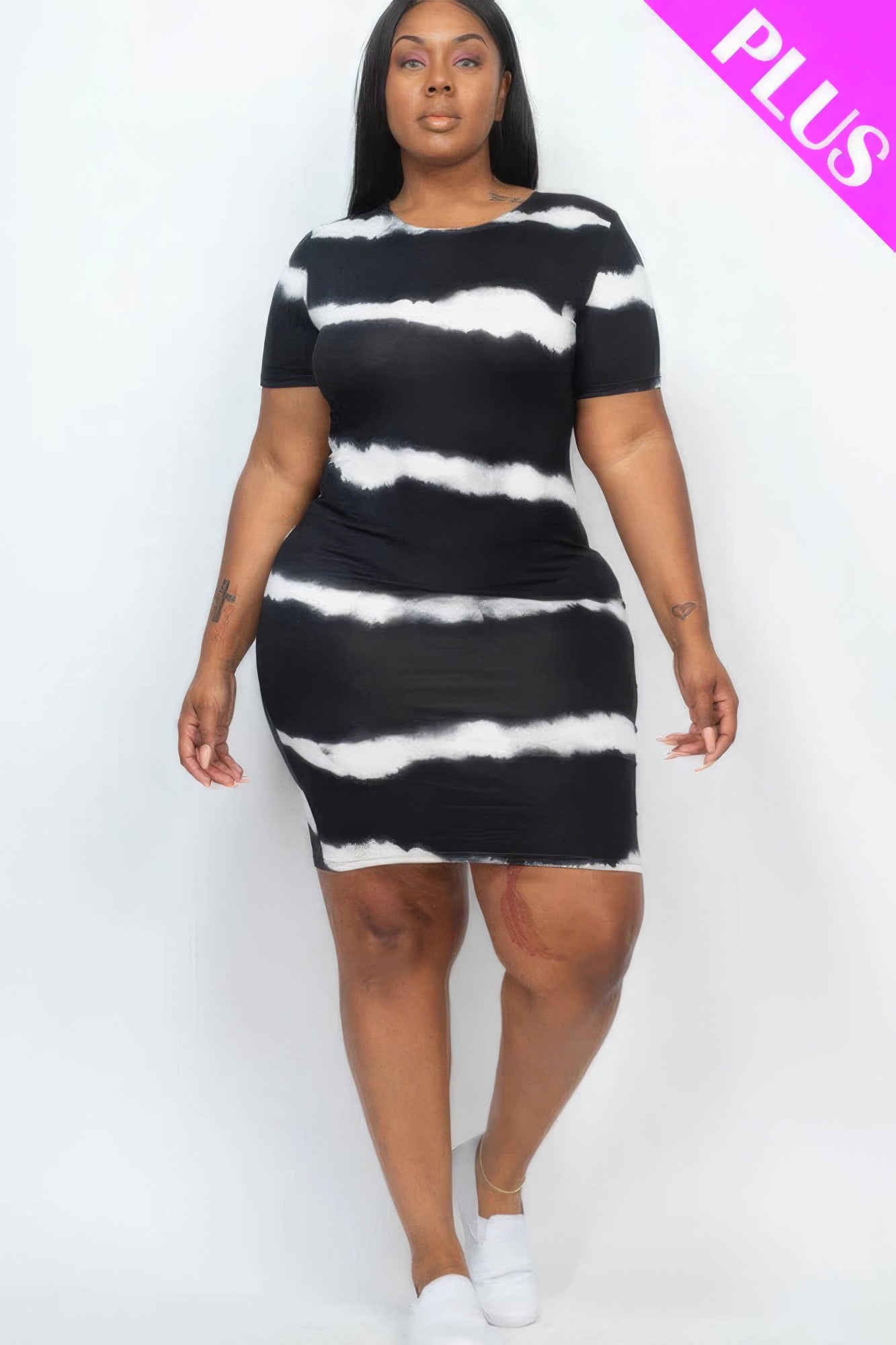 Plus Size Tie-dye Print Bodycon Dress product image