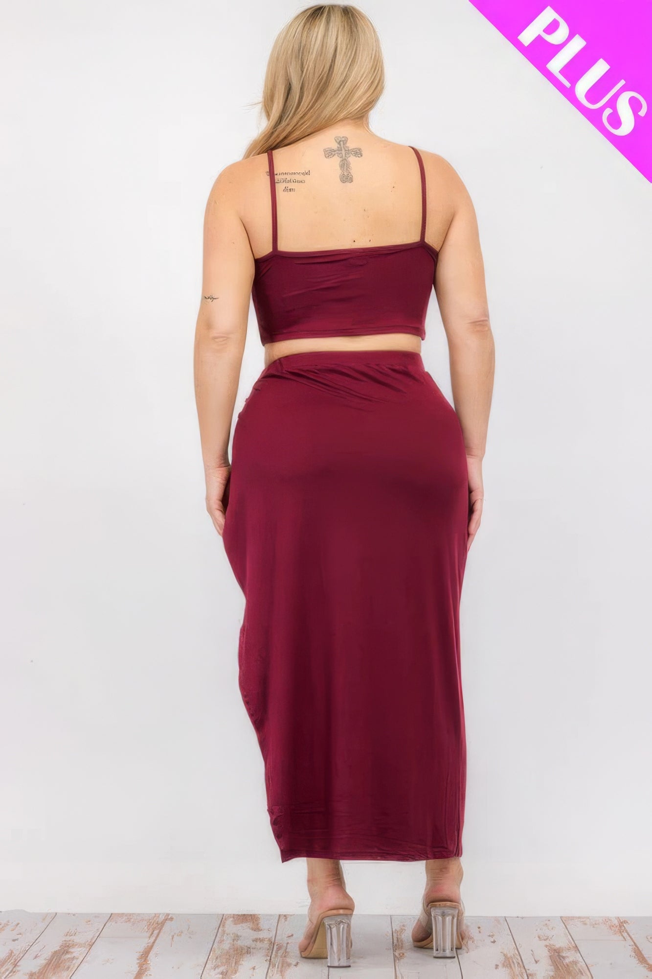 Plus Size Crop Cami & Split Thigh Maxi Skirt Set product image