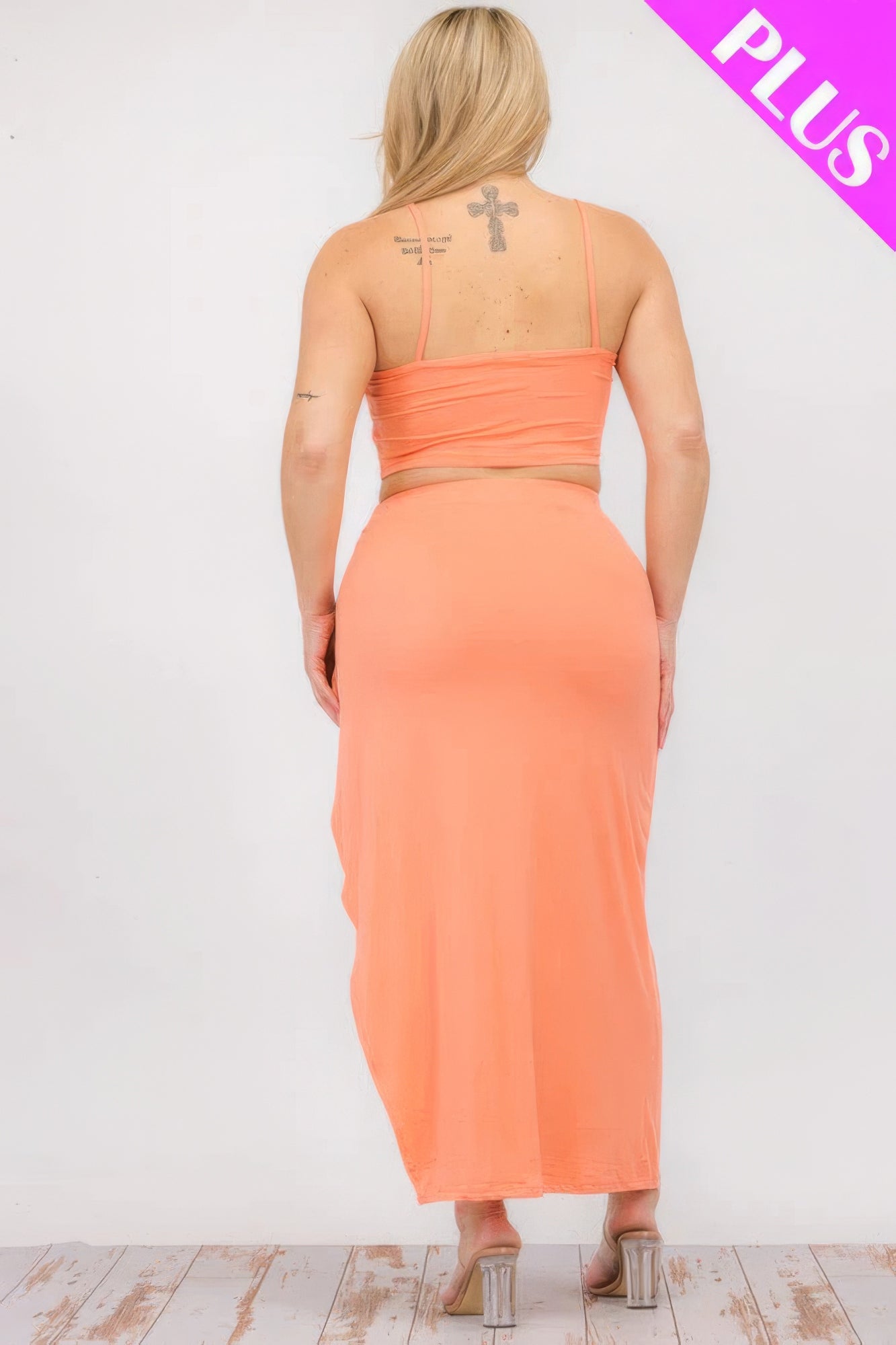 Plus Size Crop Cami & Split Thigh Maxi Skirt Set product image