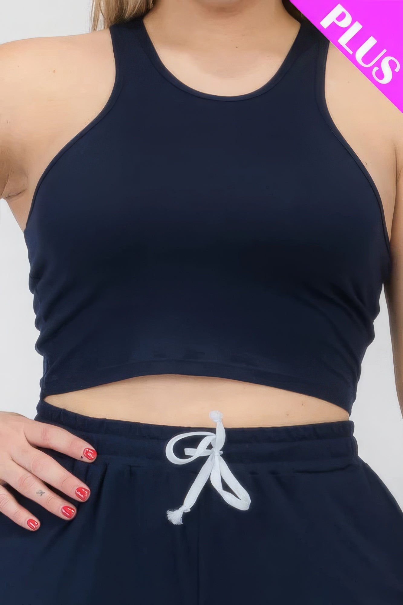 Plus Size Crop Tank Top & Ruched Pants Set product image