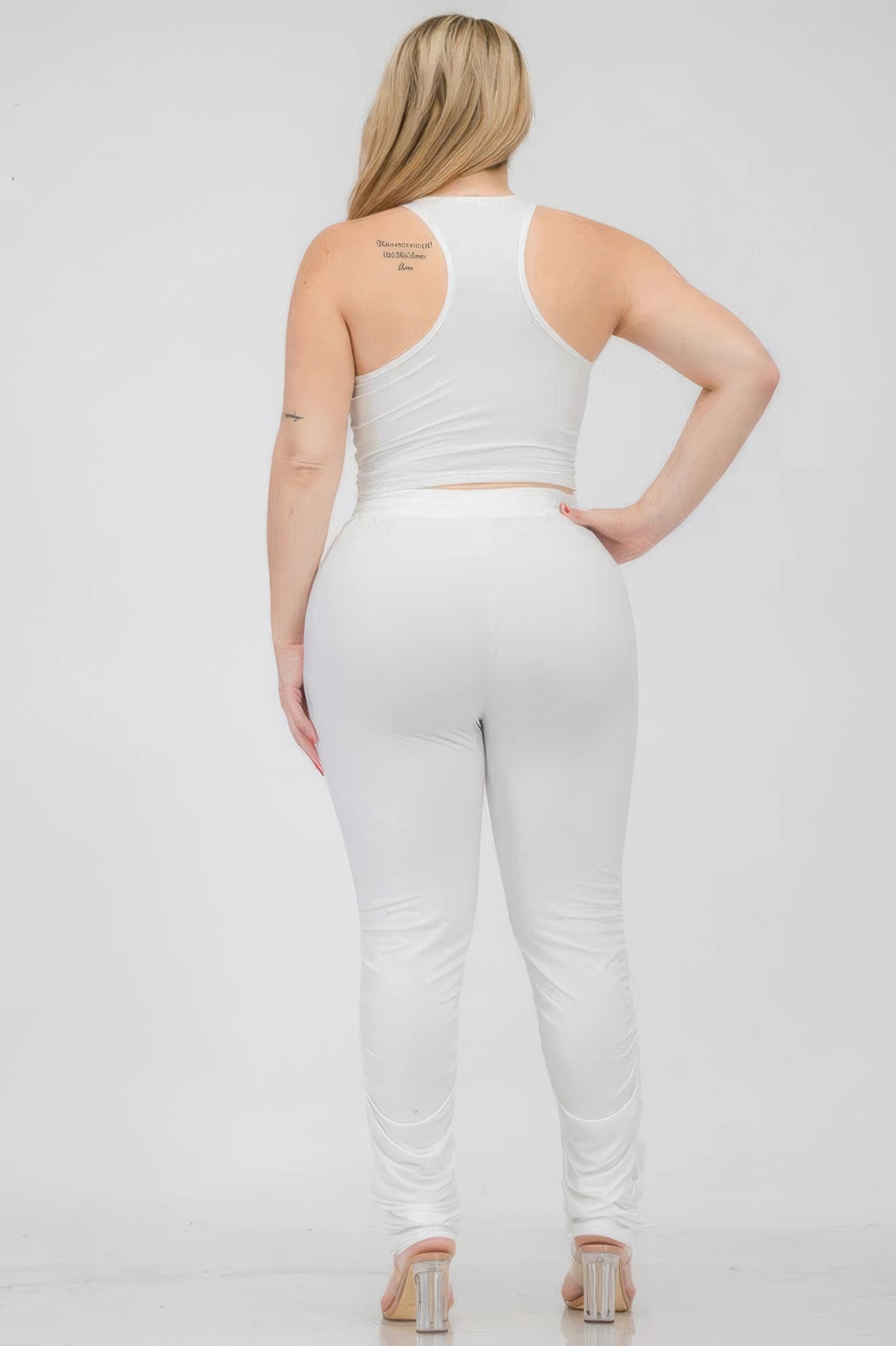 Plus Size Crop Tank Top & Ruched Pants Set product image