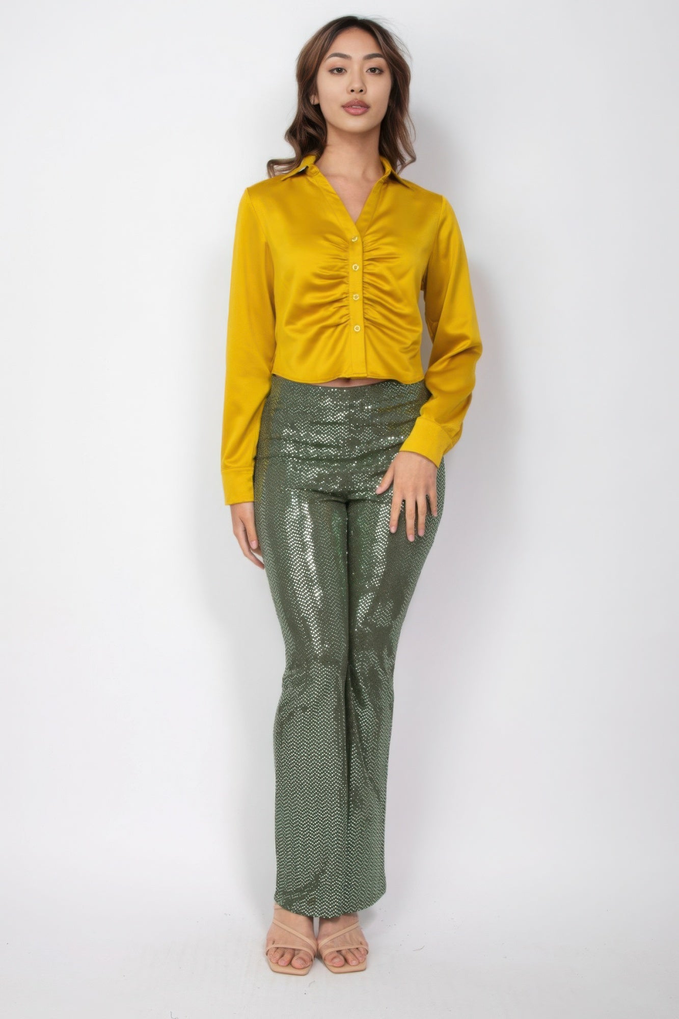 Sequined Fit & Flare Midrise Pants product image