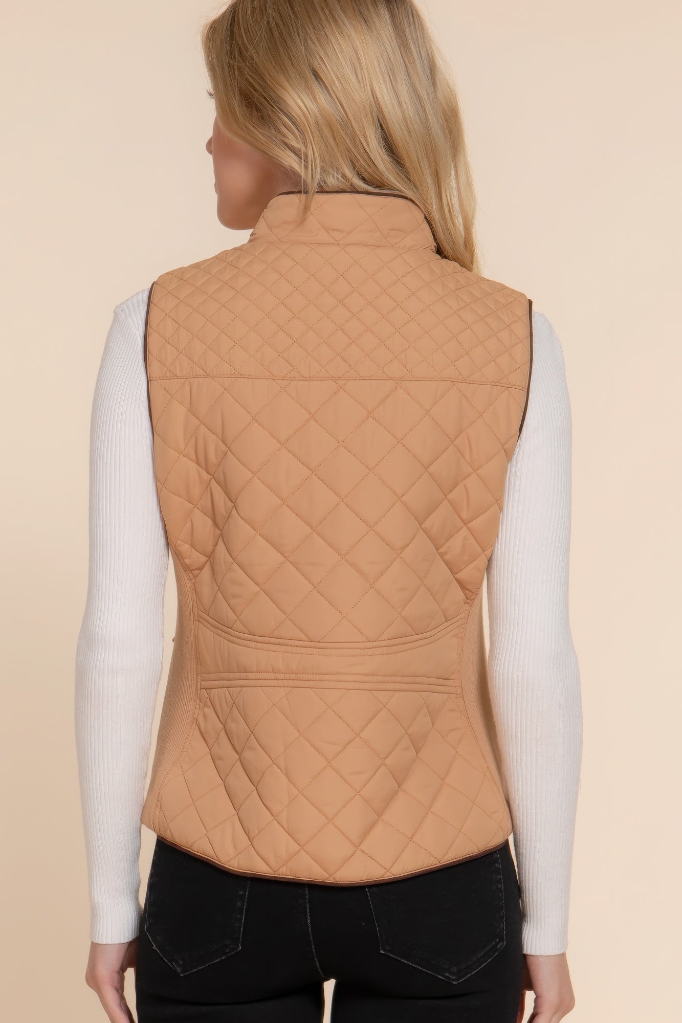 Suede Piping Quilted Padding Vest product image